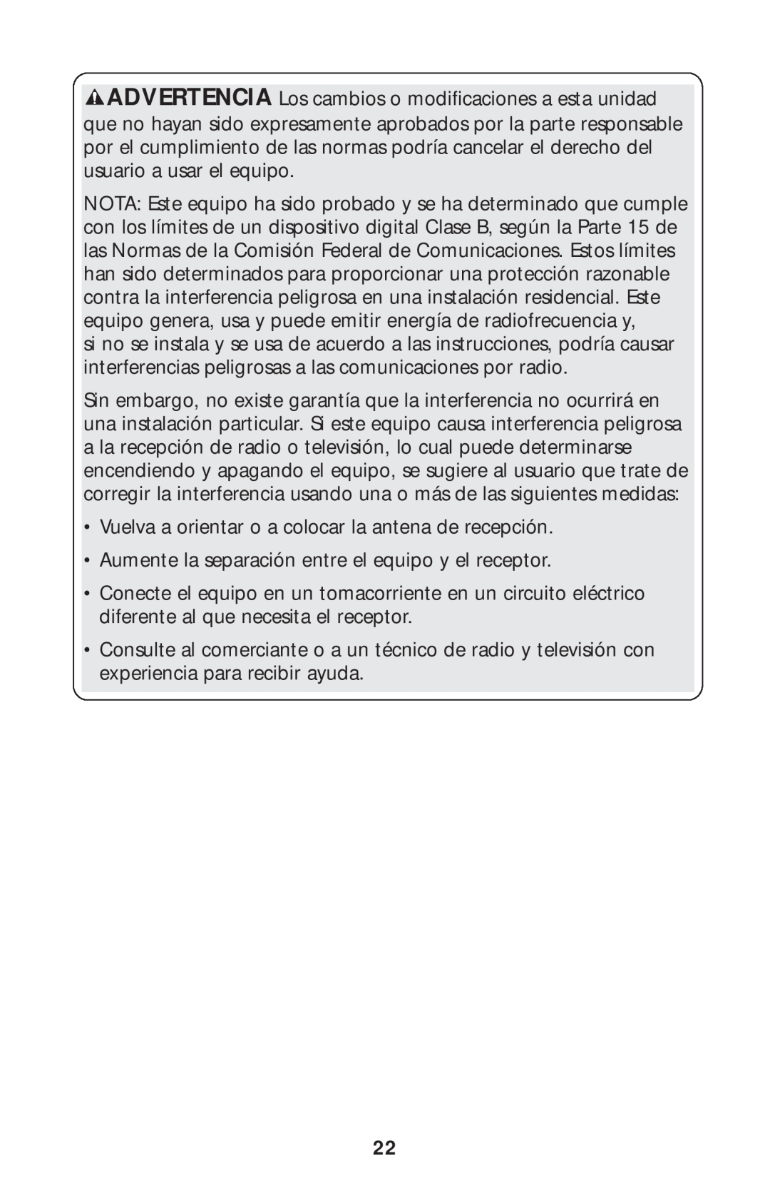 Graco ISPS055AA Vuelva a orientar o a colocar la antena de recepción, Aumente la separación entre el equipo y el receptor 