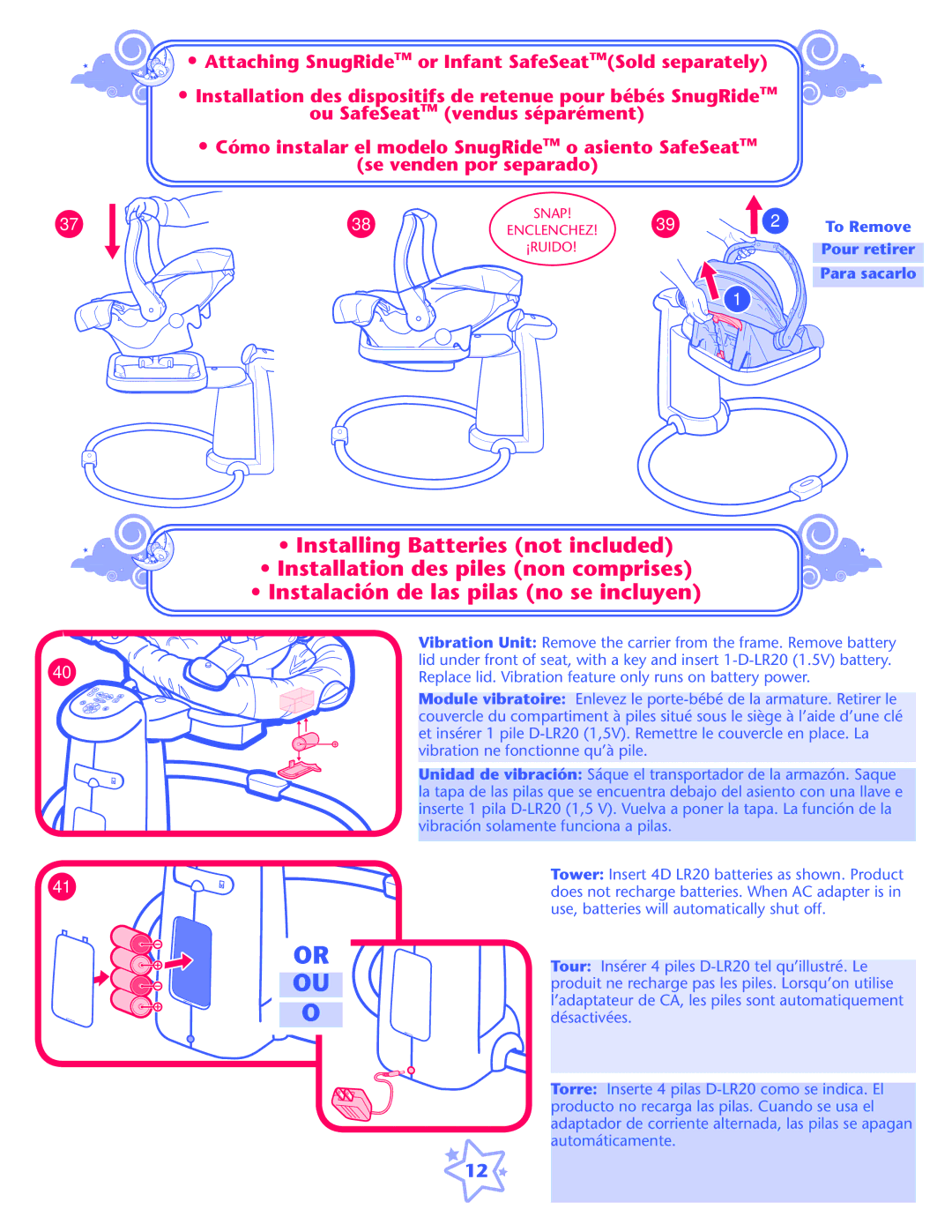 Graco ISPS057AB owner manual To Remove Pour retirer Para sacarlo 