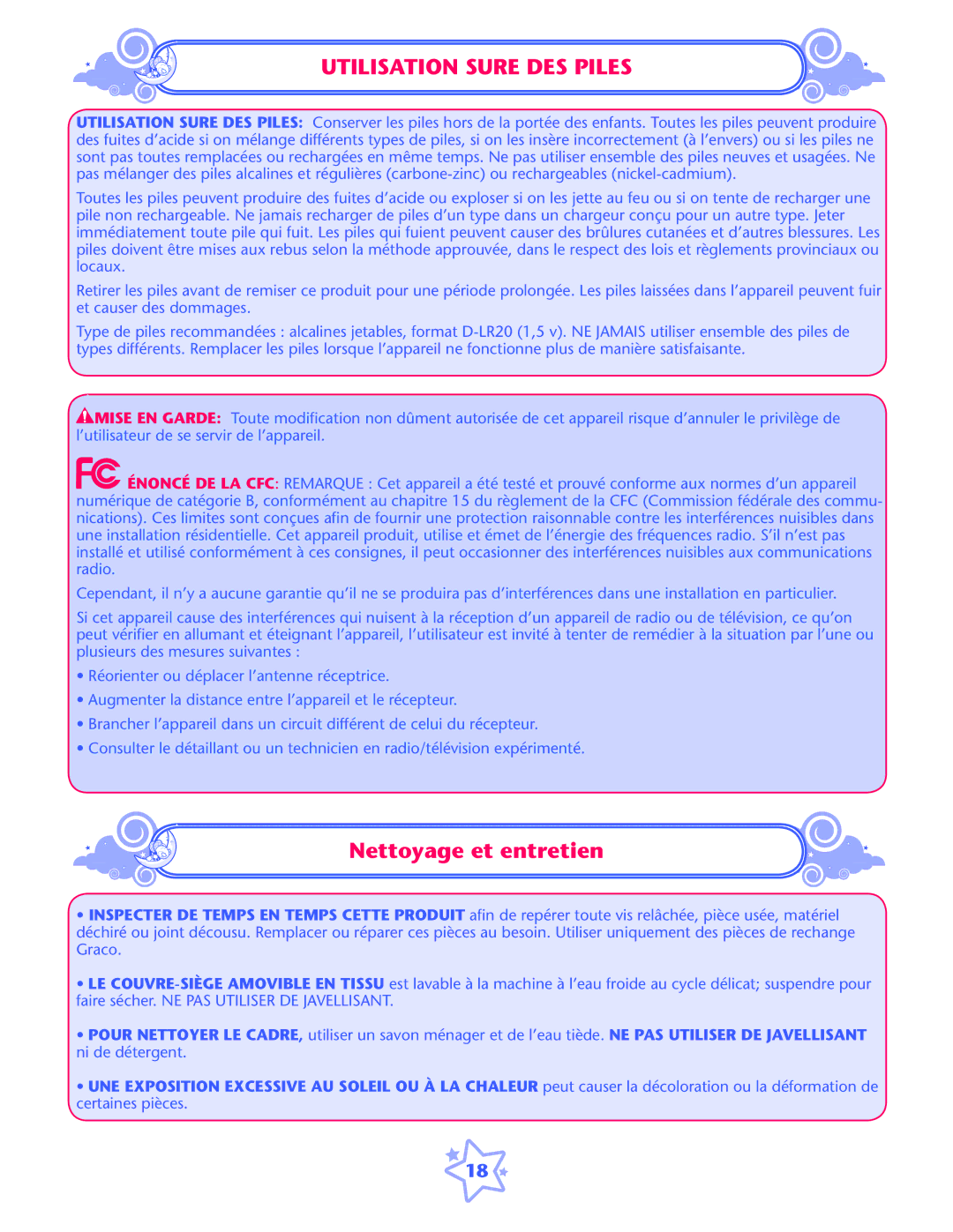 Graco ISPS057AB owner manual Utilisation Sure DES Piles, Nettoyage et entretien 