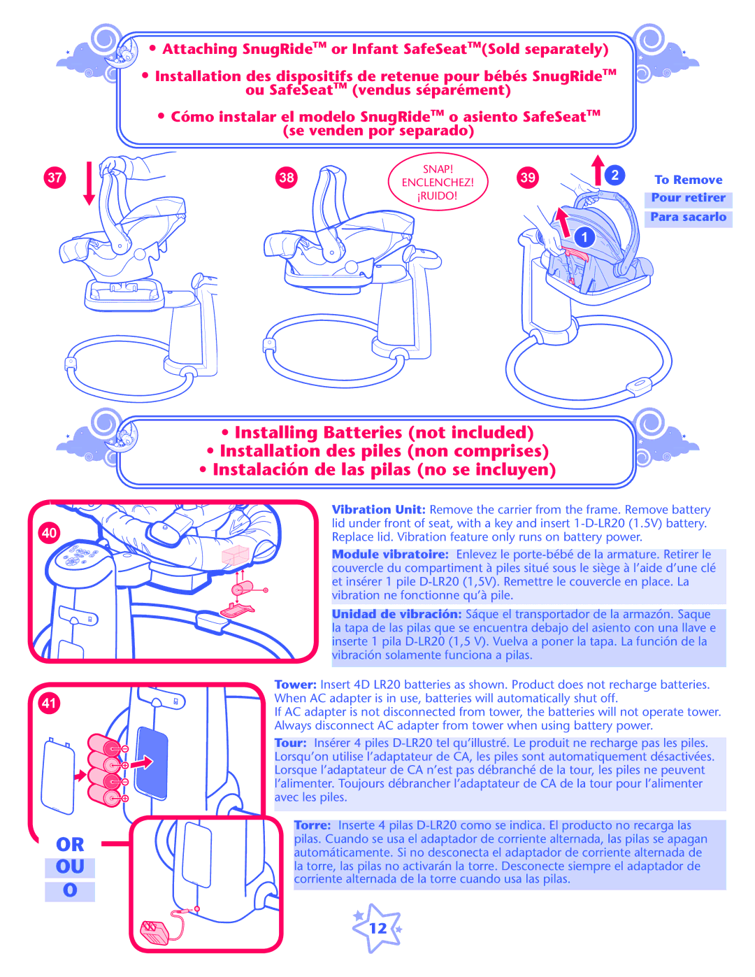 Graco ISPS057AC owner manual To Remove Pour retirer Para sacarlo 