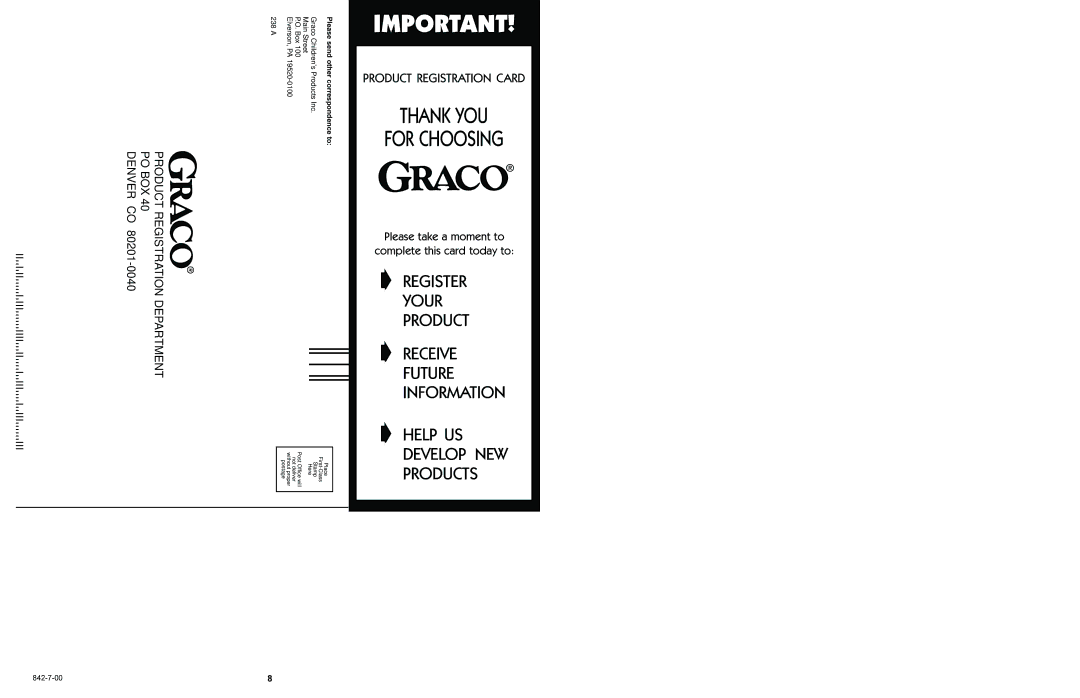 Graco L6830, L6820 manual Thank YOU 