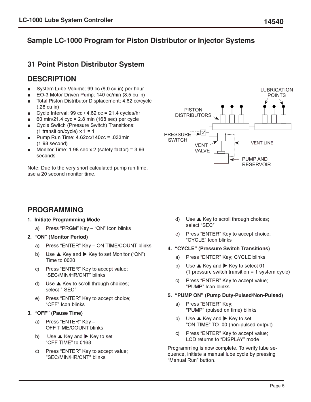 Graco LC-1000 specifications Cycle Pressure Switch Transitions 