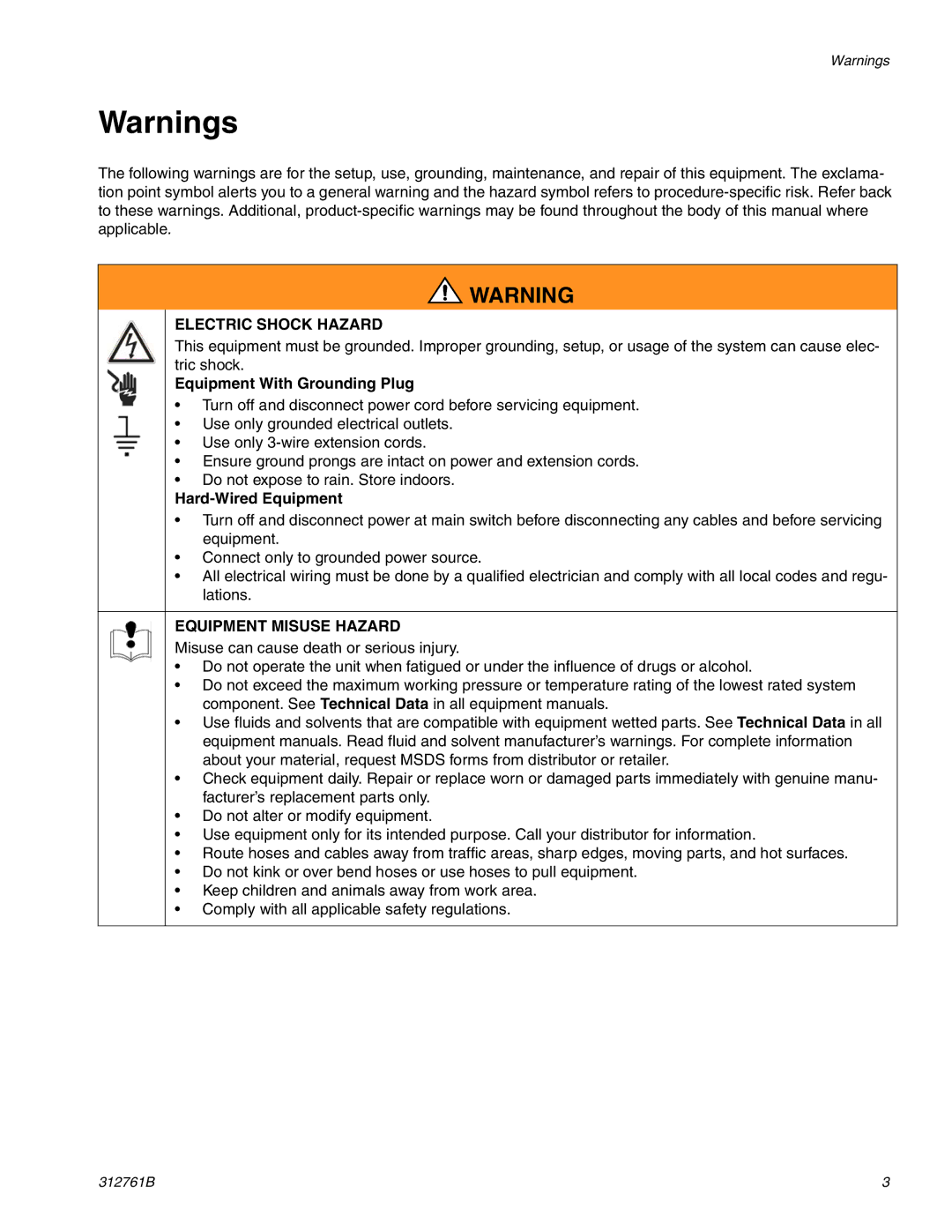 Graco LC0252, LC0253, LC0250, LC0251 important safety instructions Equipment With Grounding Plug, Hard-Wired Equipment 