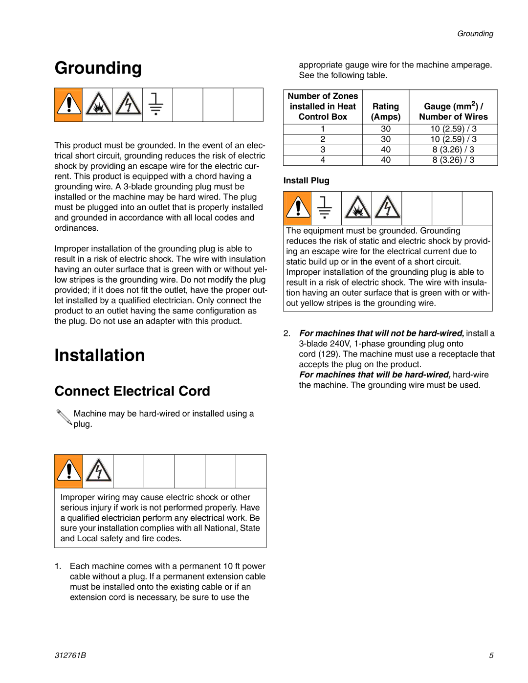 Graco LC0250, LC0253, LC0251, LC0252 important safety instructions Grounding, Installation, Connect Electrical Cord 