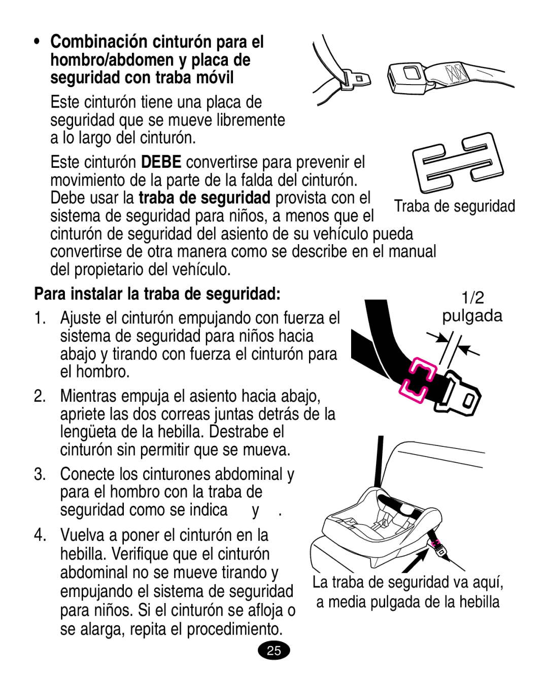 Graco LiteRiders manual Seguridad con traba móvil 