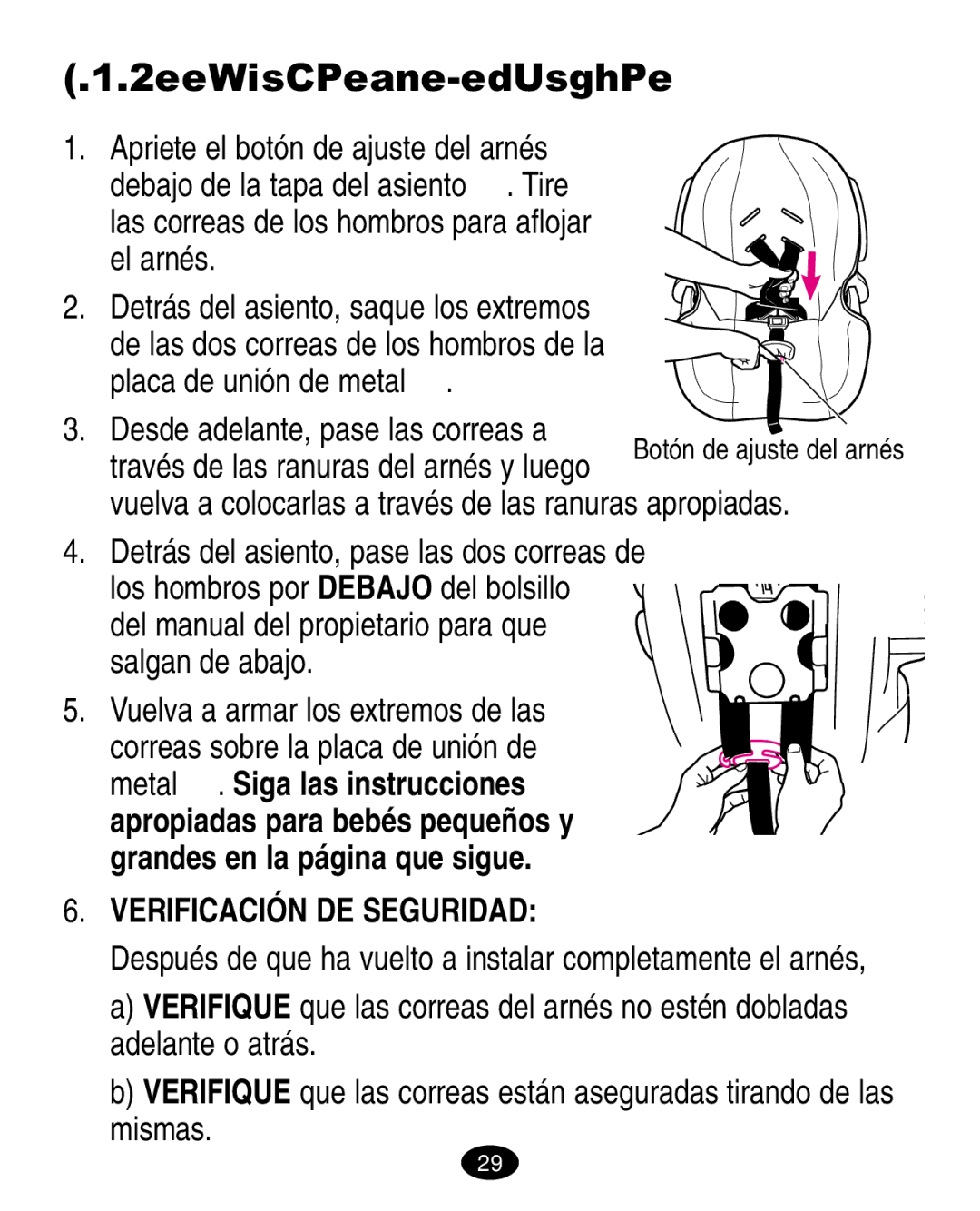 Graco LiteRiders manual 2 Arnés de 5 puntos, Detrás del asiento, pase las dos correas de 