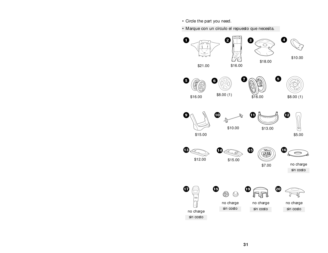 Graco LiteRiders manual No charge 