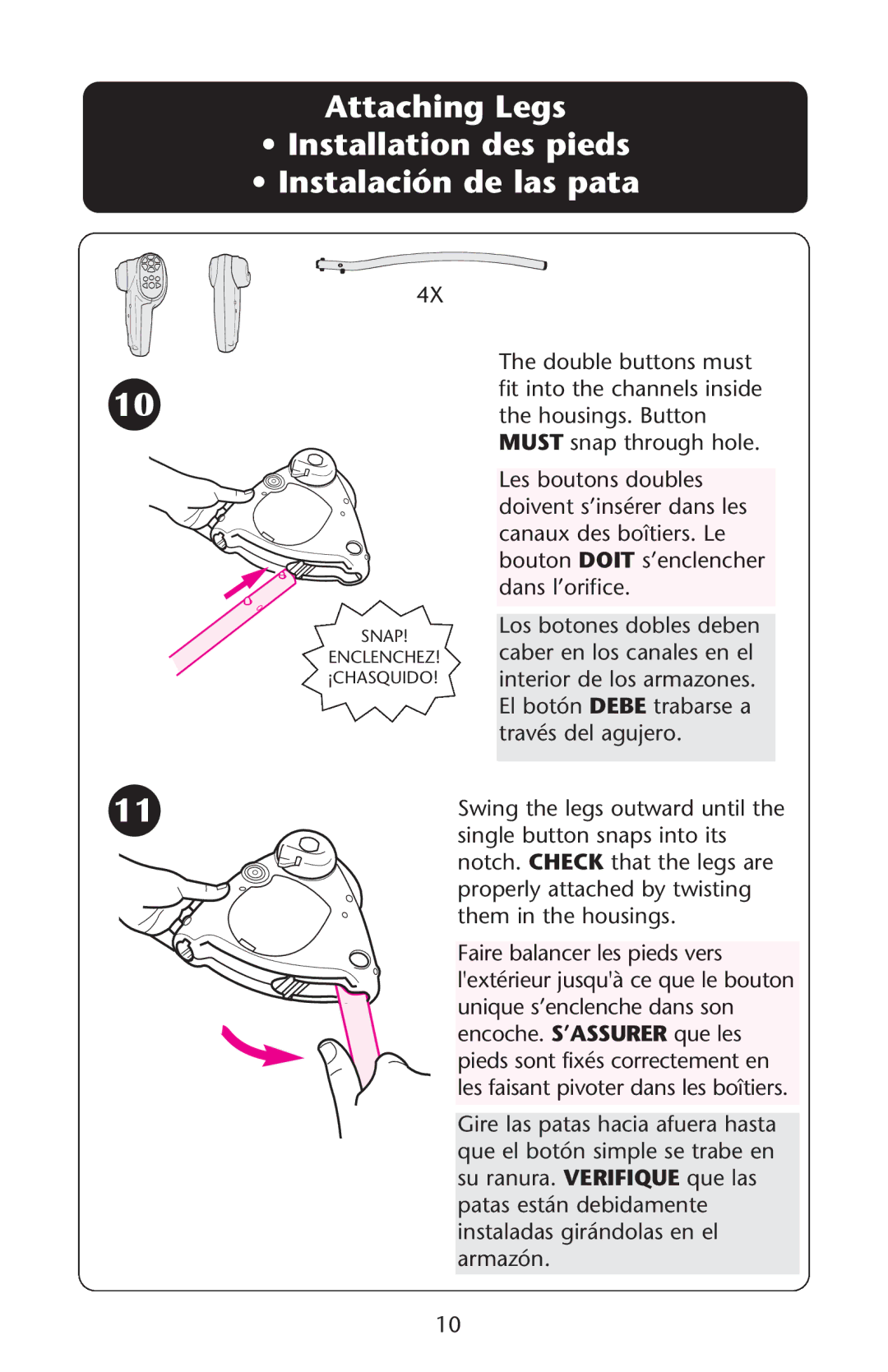 Graco Lovin' Hug Swing manual Los botones dobles deben 