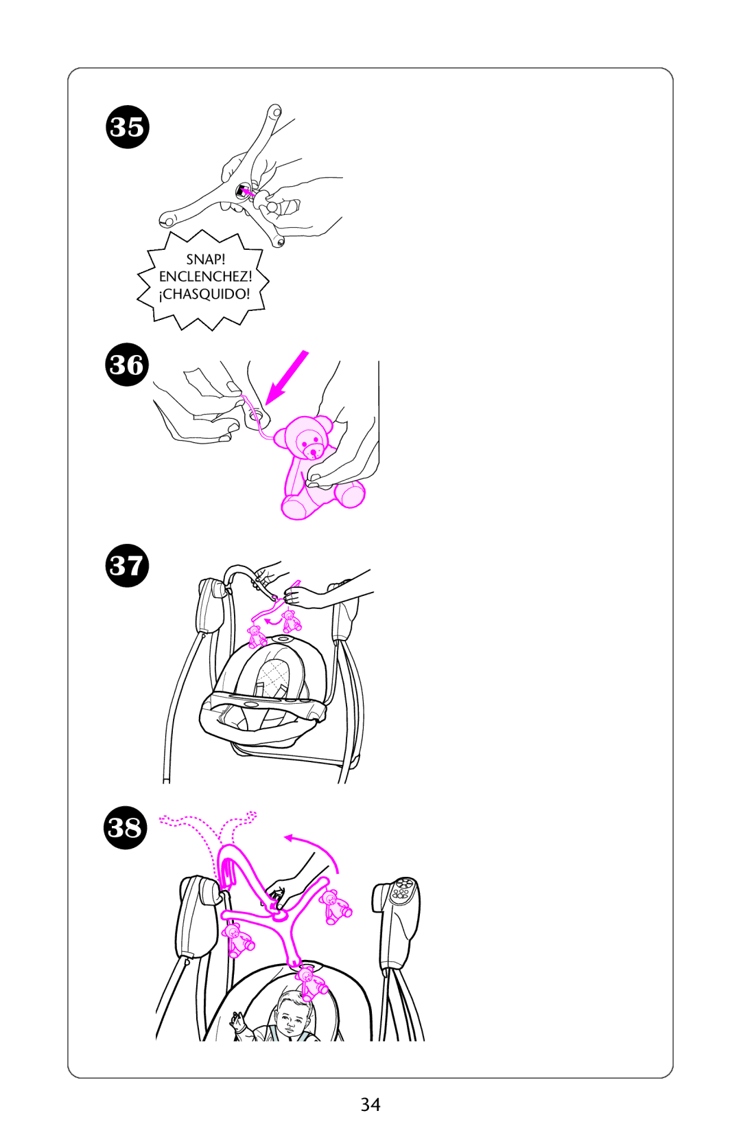 Graco Lovin' Hug Swing manual Snap Enclenchez ¡CHASQUIDO 