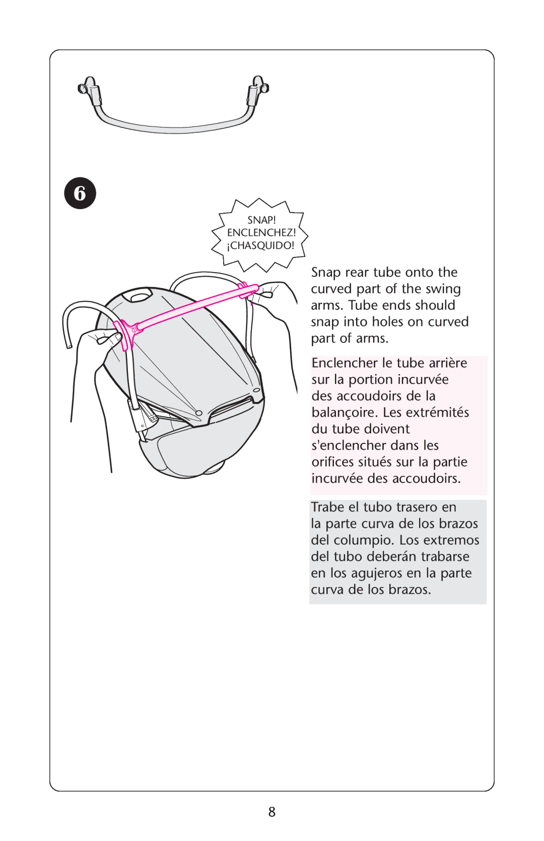 Graco Lovin' Hug Swing manual Snap Enclenchez ¡CHASQUIDO 