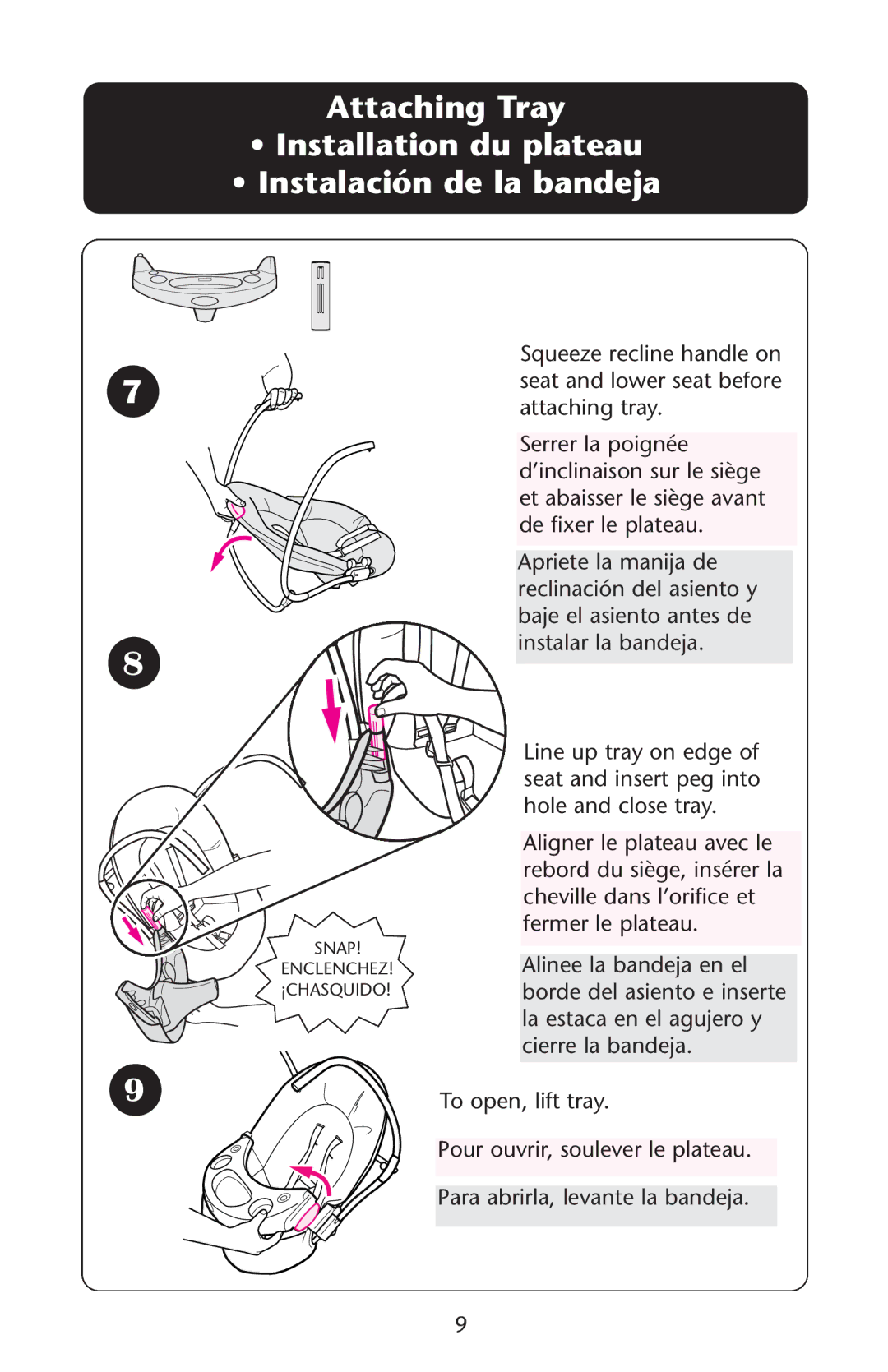 Graco Lovin' Hug Swing manual Snap Enclenchez ¡CHASQUIDO 