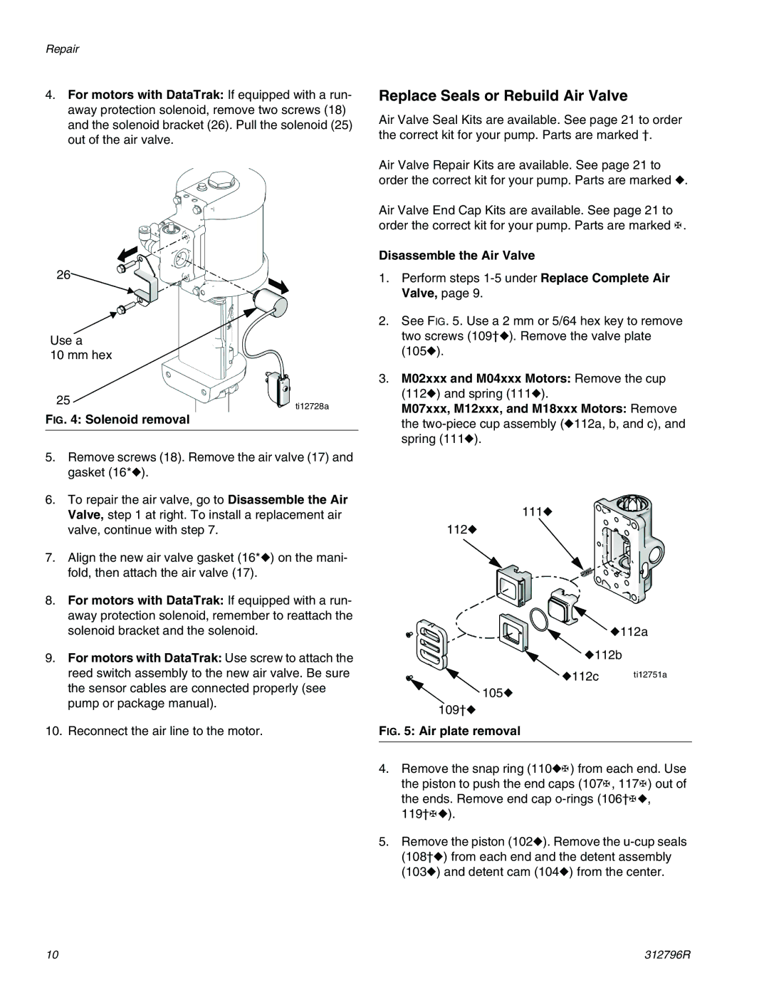 Graco M12xxx, M34xxx, M18xxx, M04xxx, M02xxx, M07xxx Replace Seals or Rebuild Air Valve, Disassemble the Air Valve 