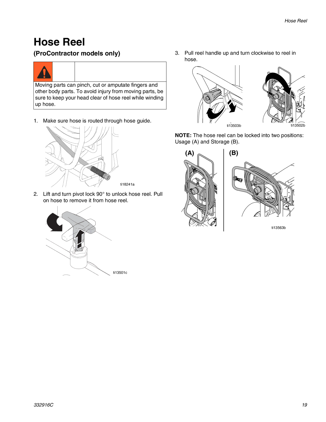 Graco Mark X, Mark VII, Mark IV, 795, 695, 1095, 1595 important safety instructions Hose Reel, ProContractor models only 