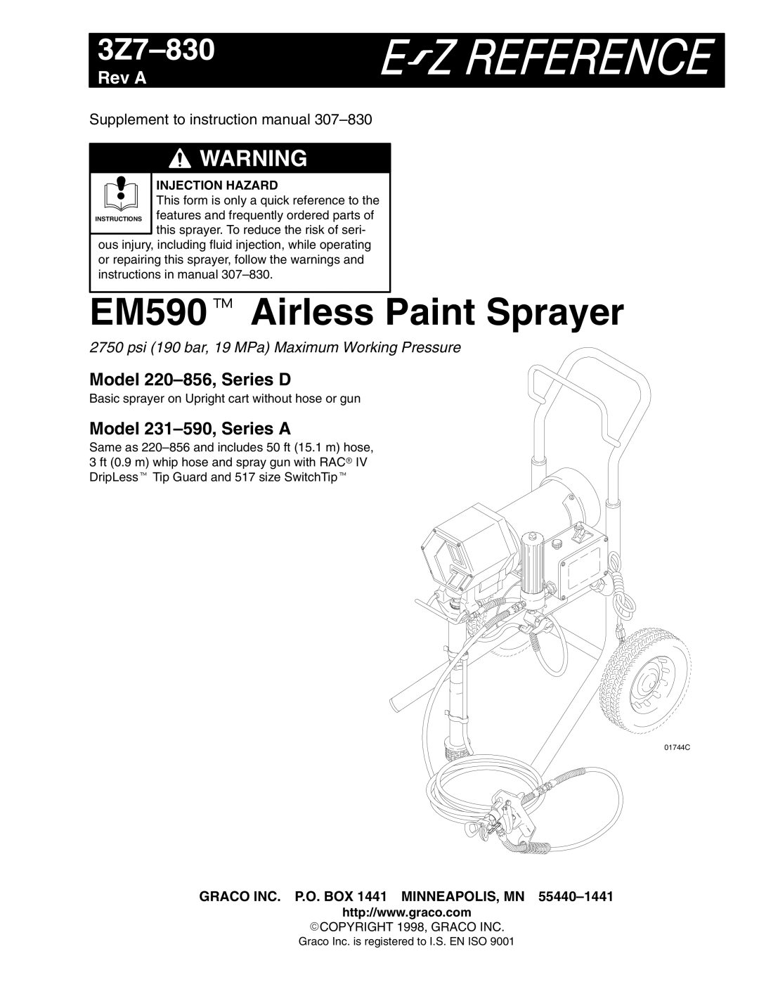 Graco Model 231590 Series A, Model 220856 Series D instruction manual EM590 Airless Paint Sprayer 