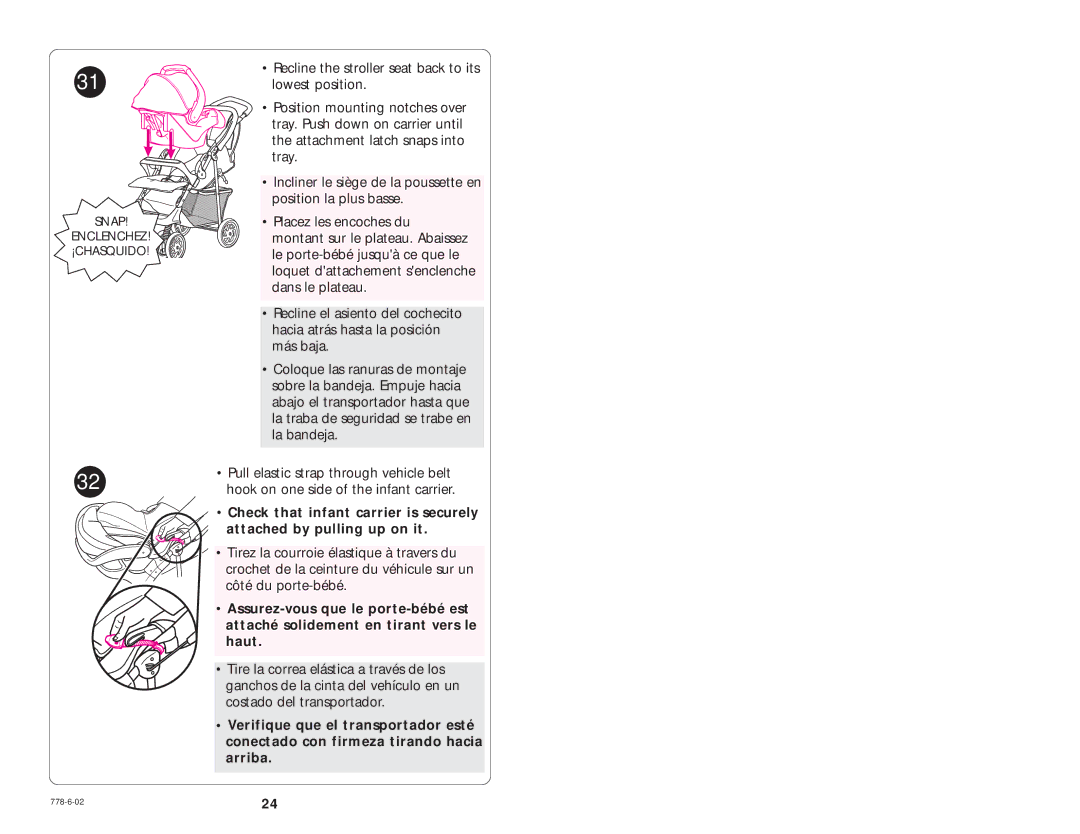 Graco Model Type 7479 manual To Open Stroller Ouvrir la poussette Abrir el cochecito 