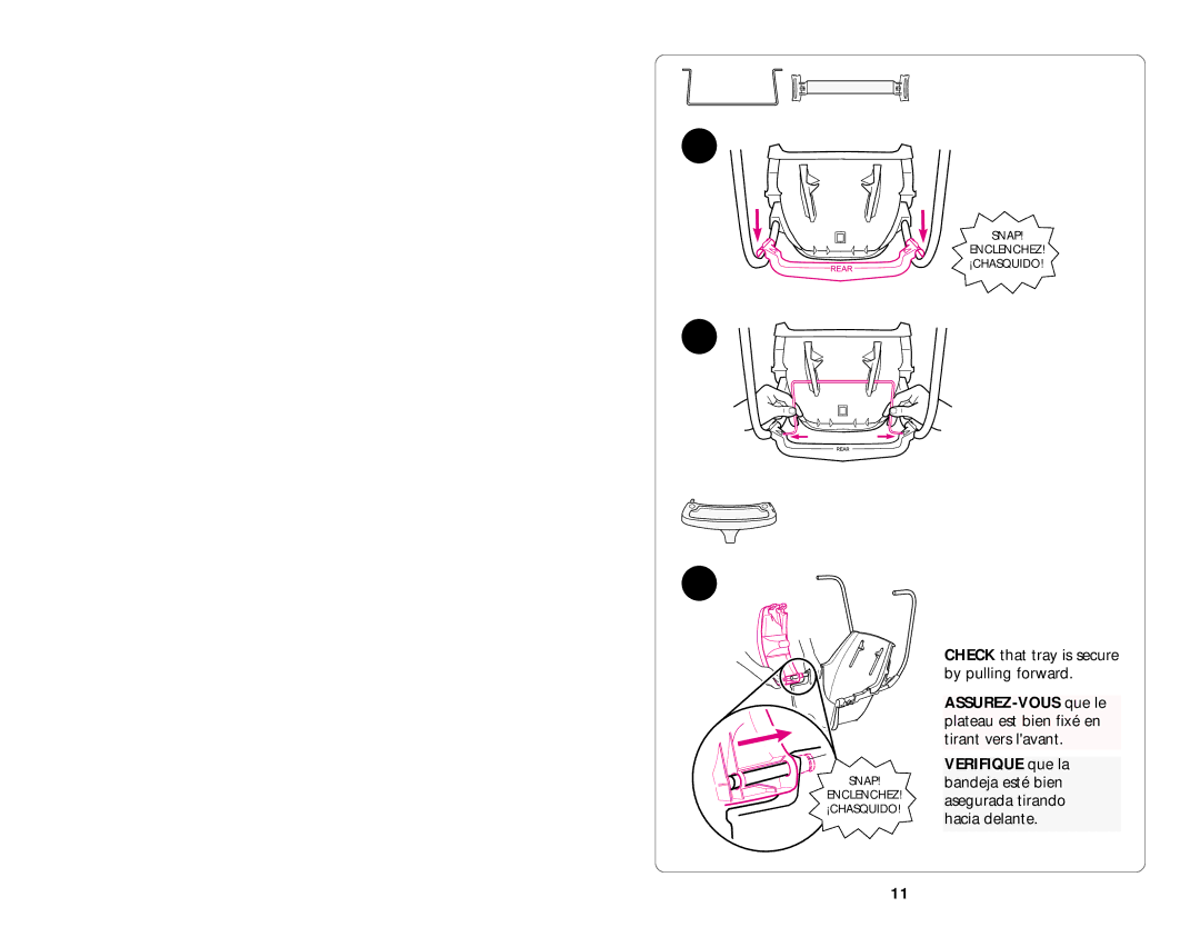 Graco Open Top Swings manual Check that tray is secure by pulling forward 