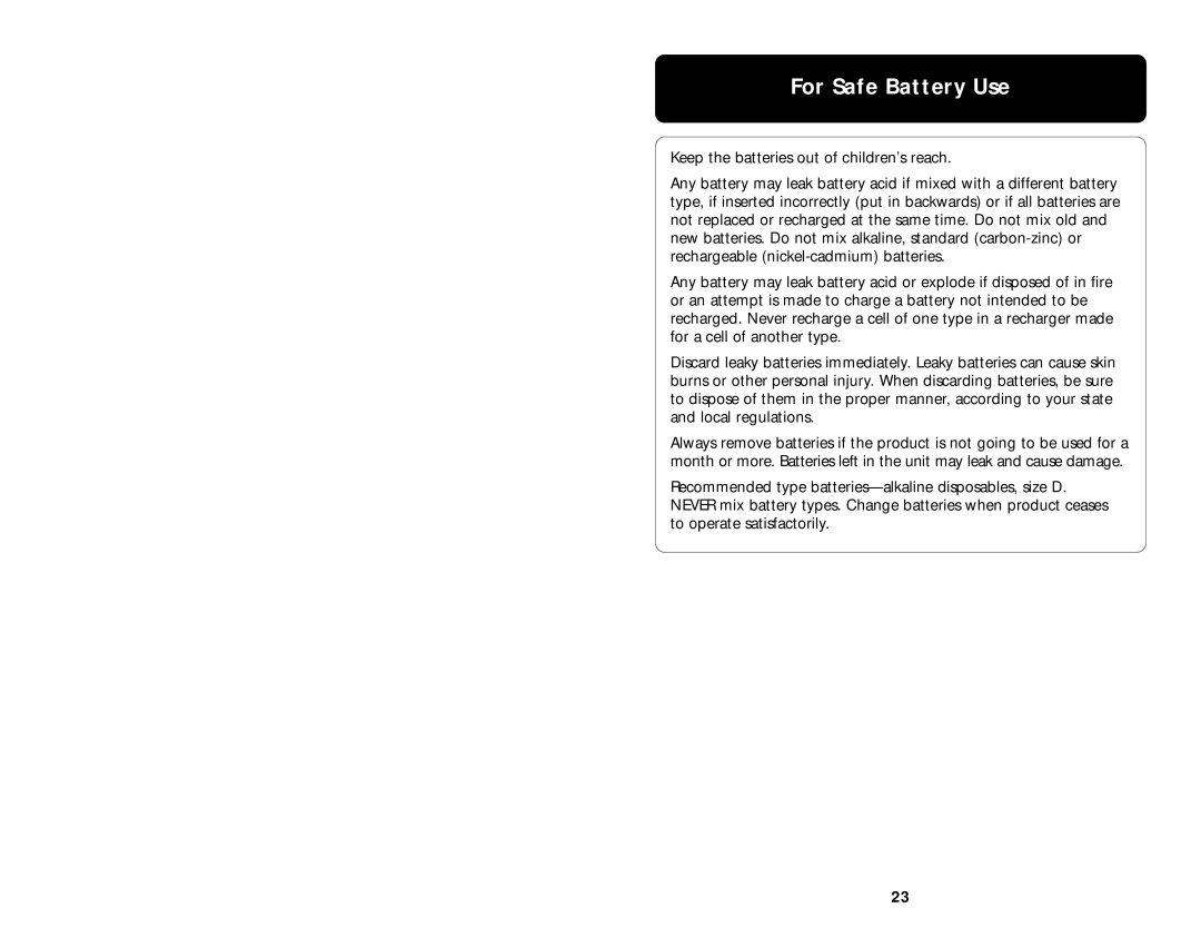 Graco Open Top Swings manual For Safe Battery Use 