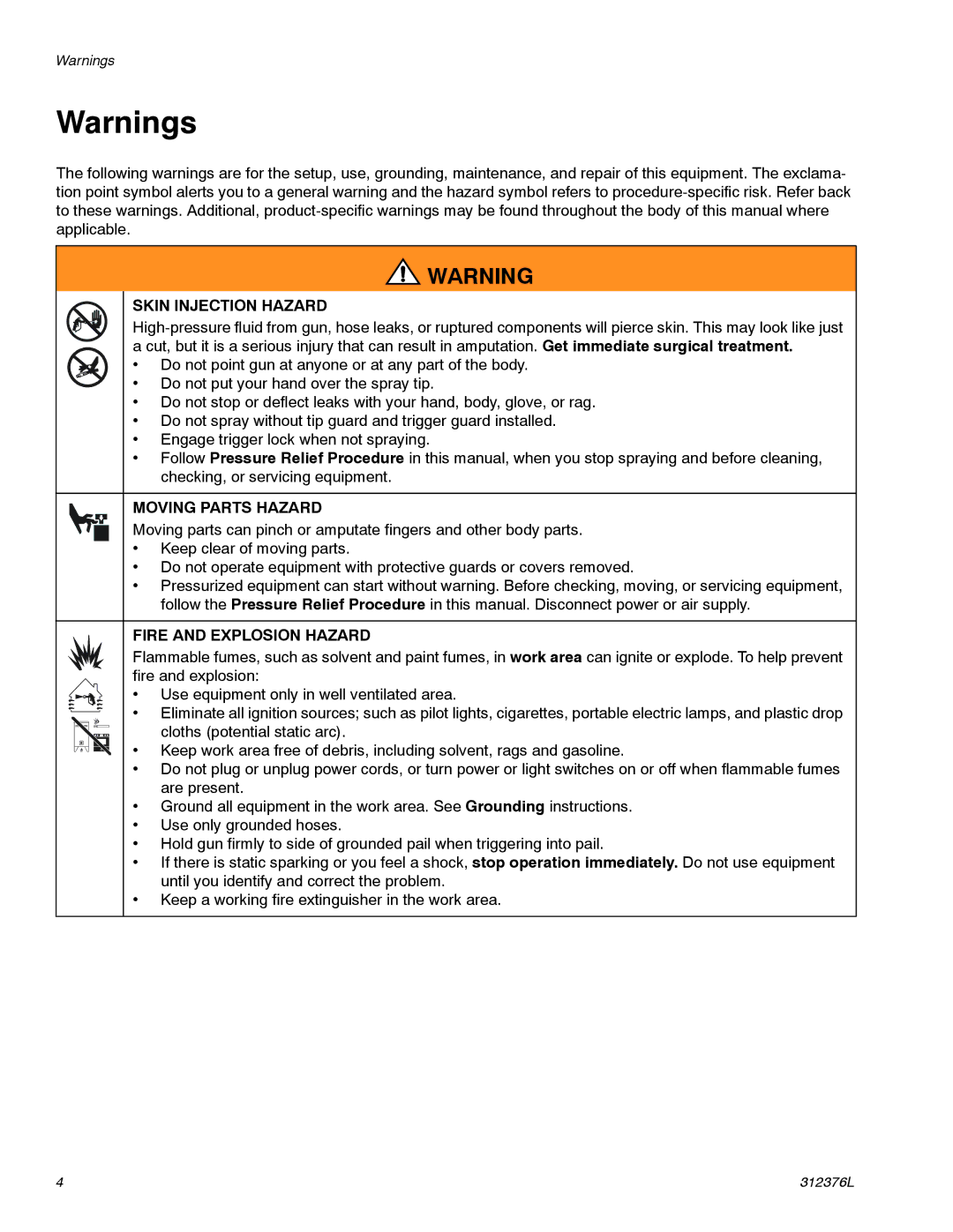 Graco P40RCM, P39LCS, P20LCM important safety instructions Skin Injection Hazard 