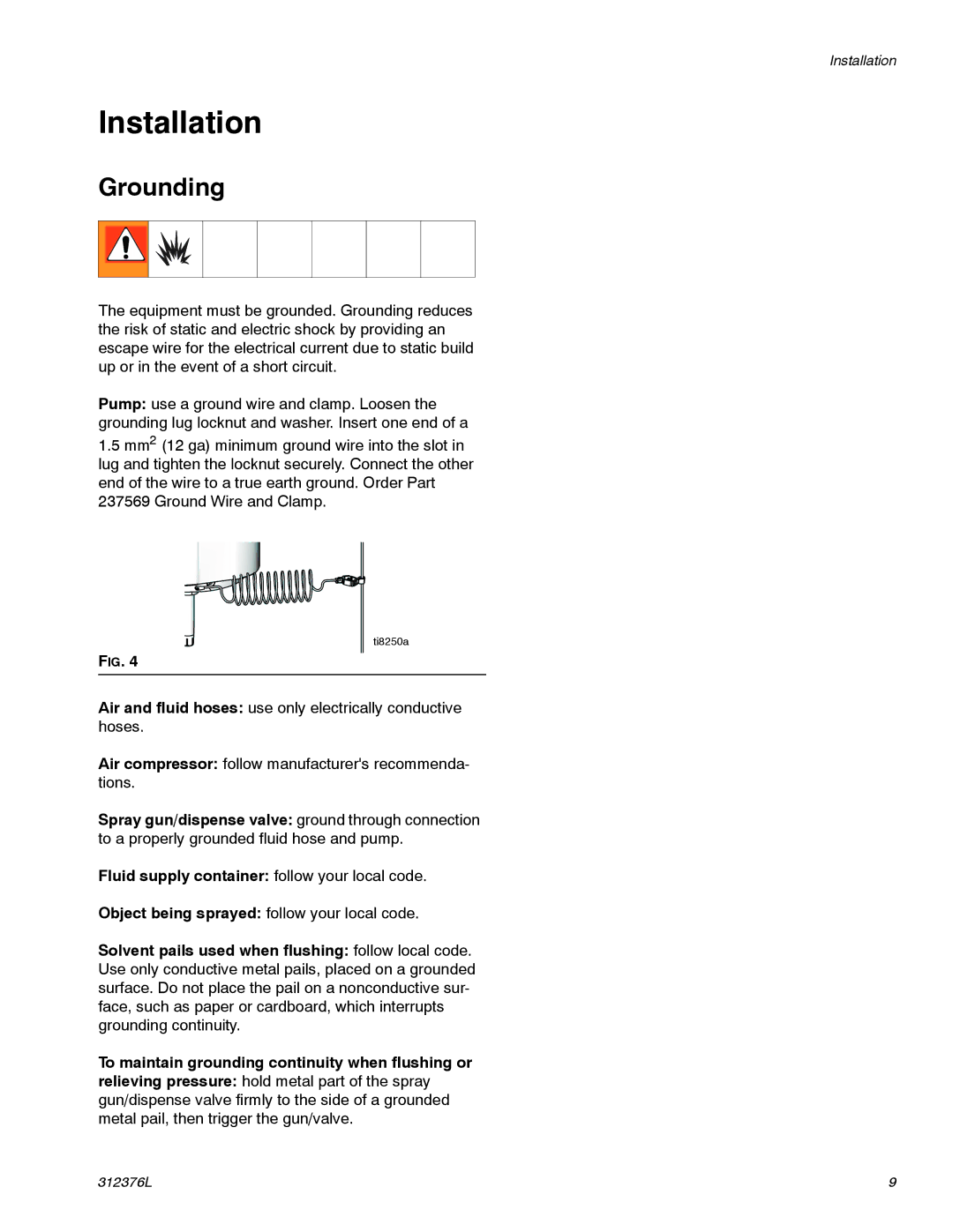 Graco P39LCS, P40RCM, P20LCM important safety instructions Installation, Grounding 