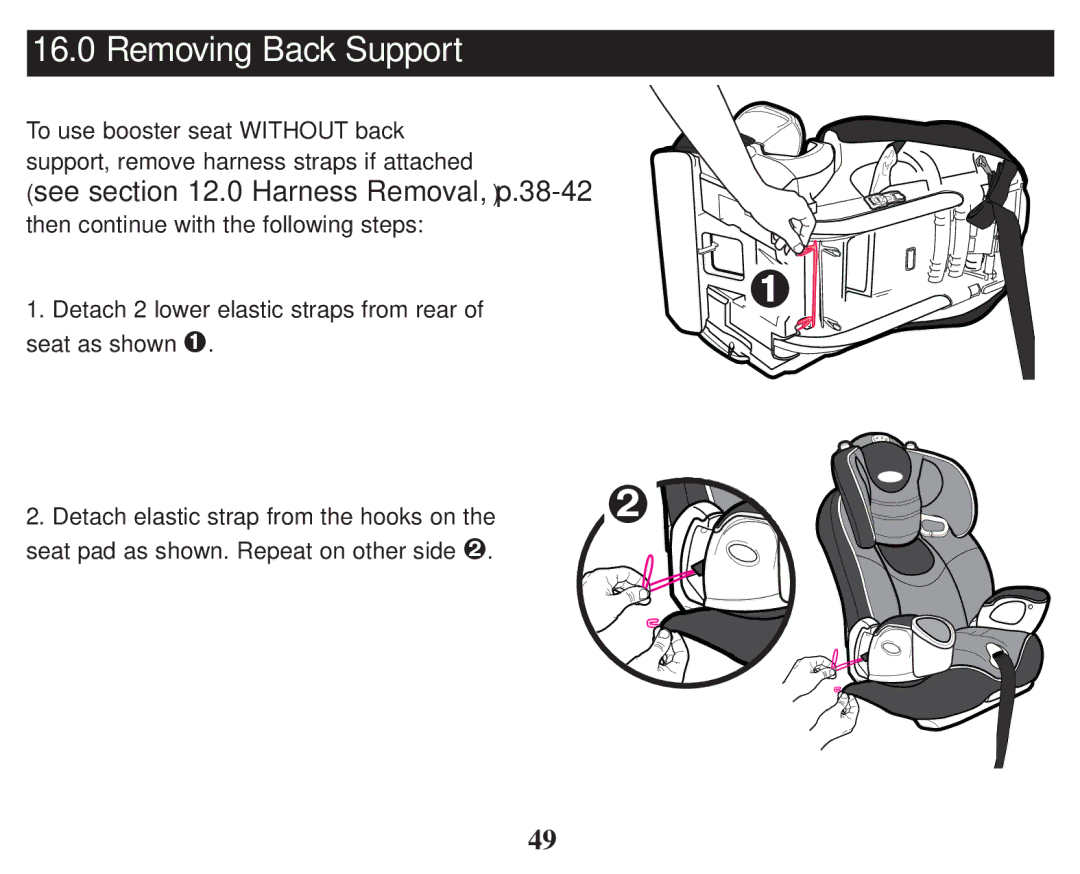 Graco PD101777B owner manual Removing Back Support 