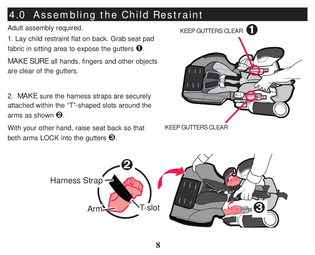 Graco PD101777B owner manual Assembling the Child Restraint, Harness Strap Arm T-slot › 