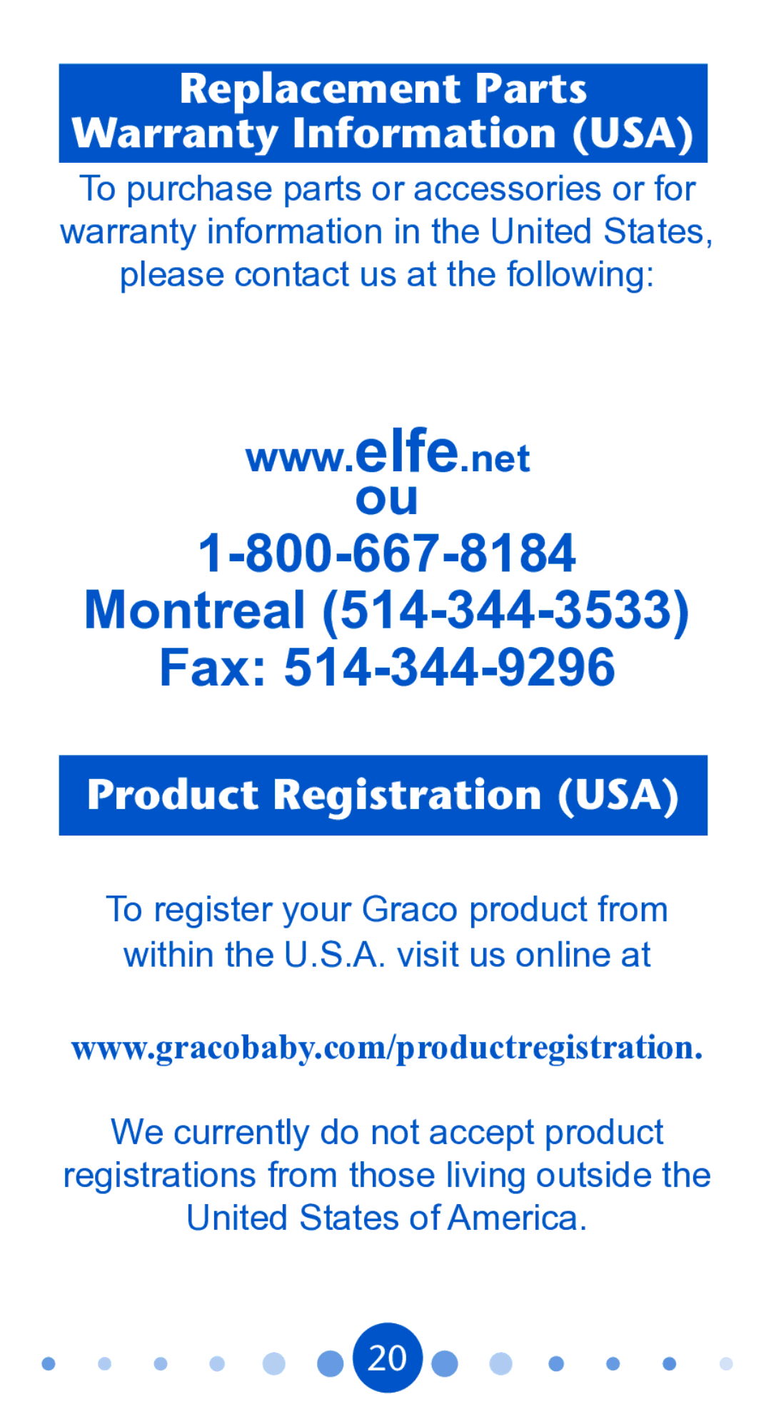 Graco PD104815A, 1750365 owner manual Montreal Fax 