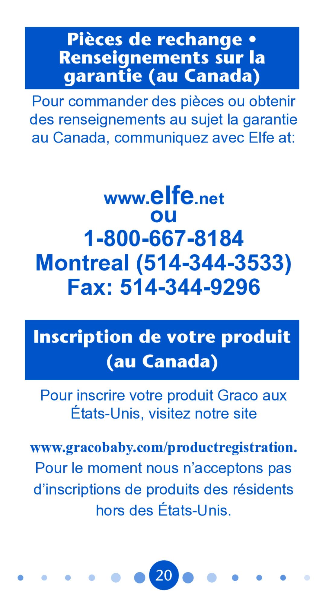 Graco PD104815A, 1750365 owner manual Pièces de rechange Renseignements sur la garantie au Canada 