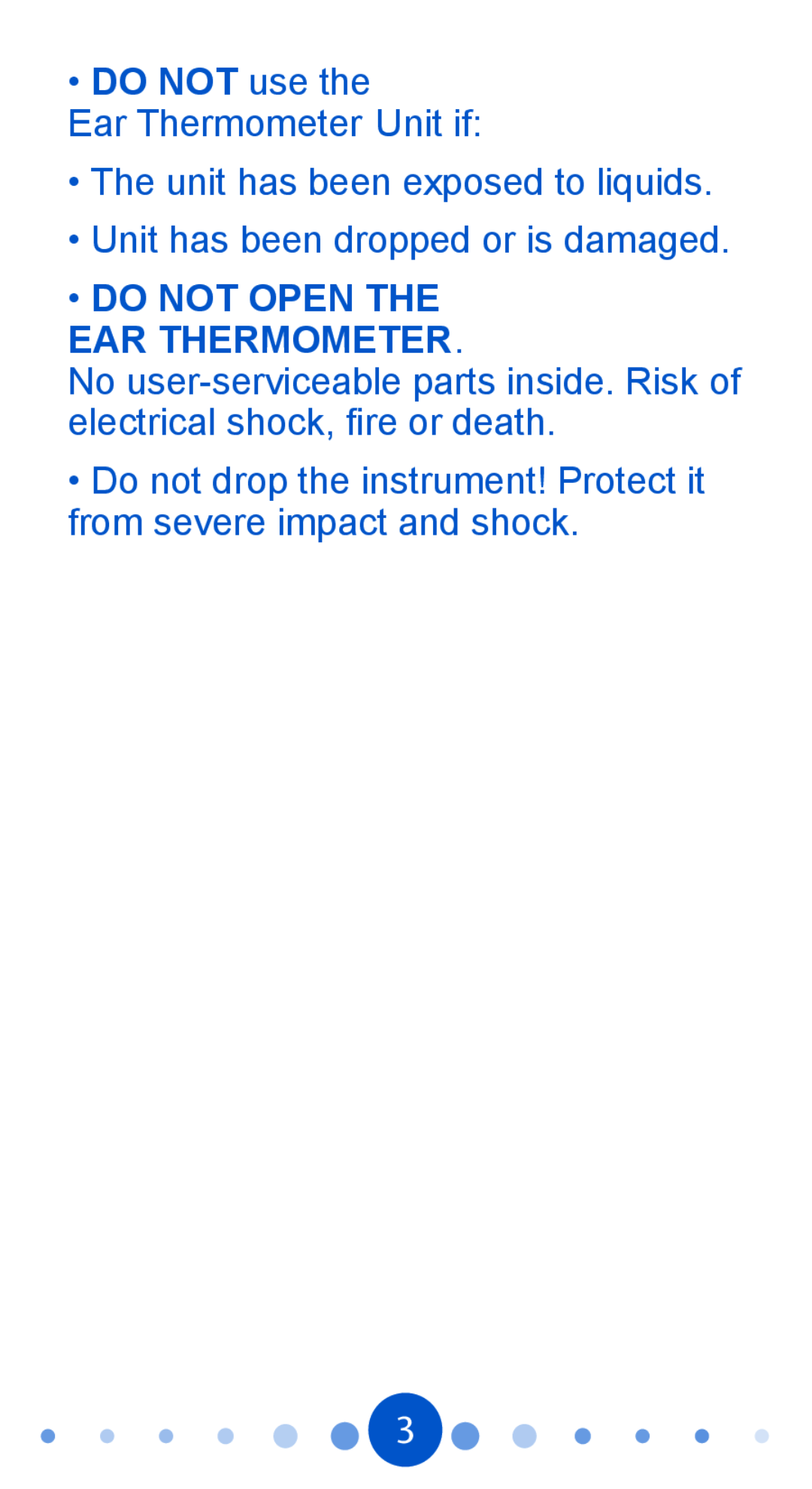 Graco 1750365, PD104815A owner manual DO NOT use the Ear Thermometer Unit if, The unit has been exposed to liquids 