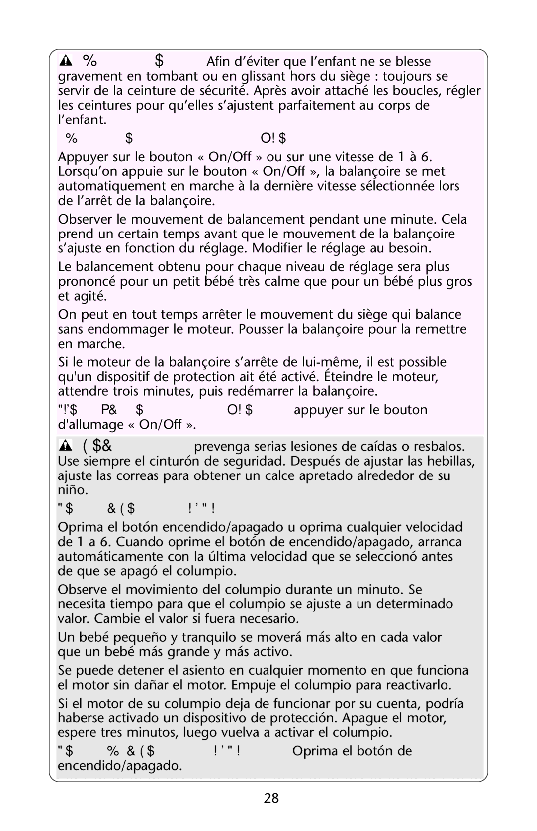 Graco PD105033A, 1751553, 1751536, 1750853 owner manual Mise EN Marche DE LA Balançoire, Para Activar EL Columpio 