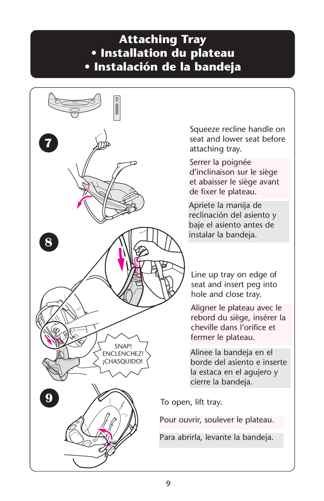 Graco 1751553, PD105033A, 1751536, 1750853 owner manual Snap Enclenchez ¡CHASQUIDO 