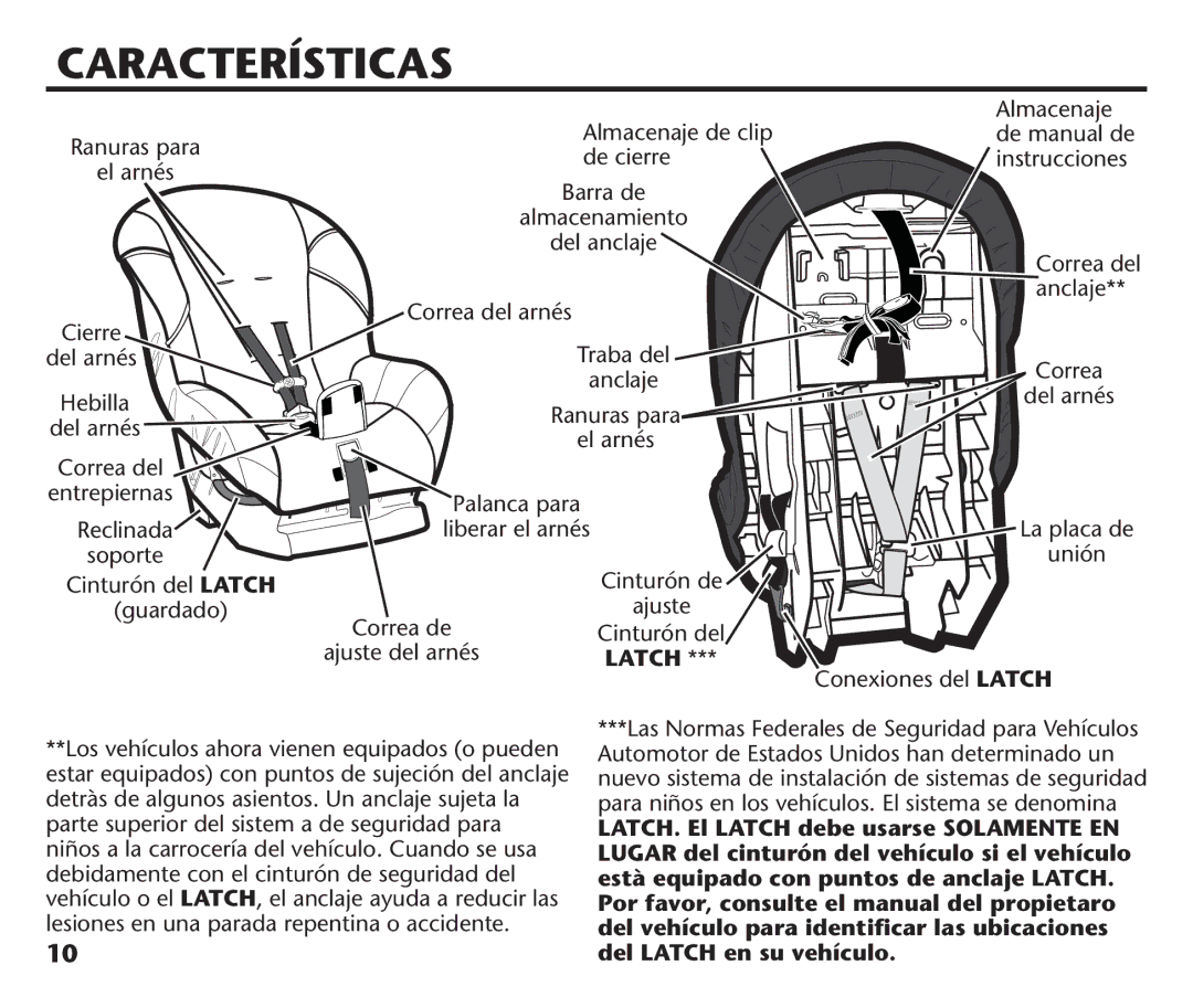 Graco PD106974A, 1758573 manual Características, Lmacenaje Denclip, Ebillai, 0ALANCAAPARA 2ECLINADAI 