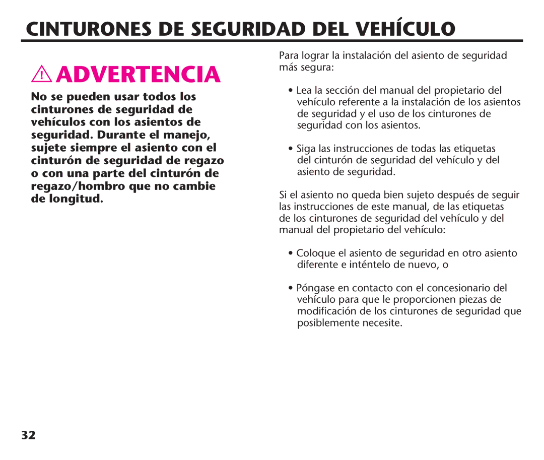 Graco PD106974A, 1758573 manual Cinturones DE Seguridad DEL Vehículo 