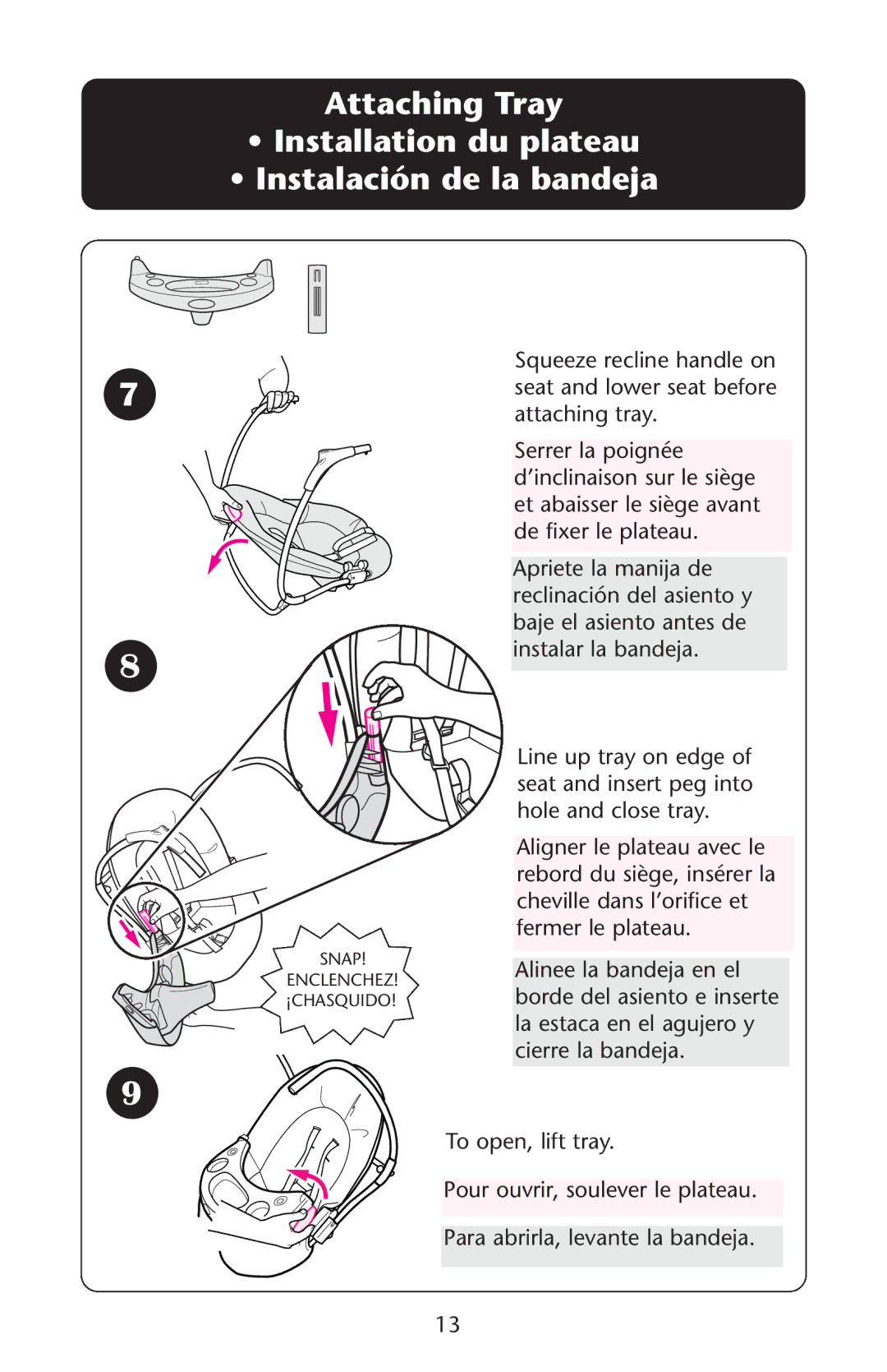 Graco PD107647A owner manual Snap Enclenchez ¡CHASQUIDO 