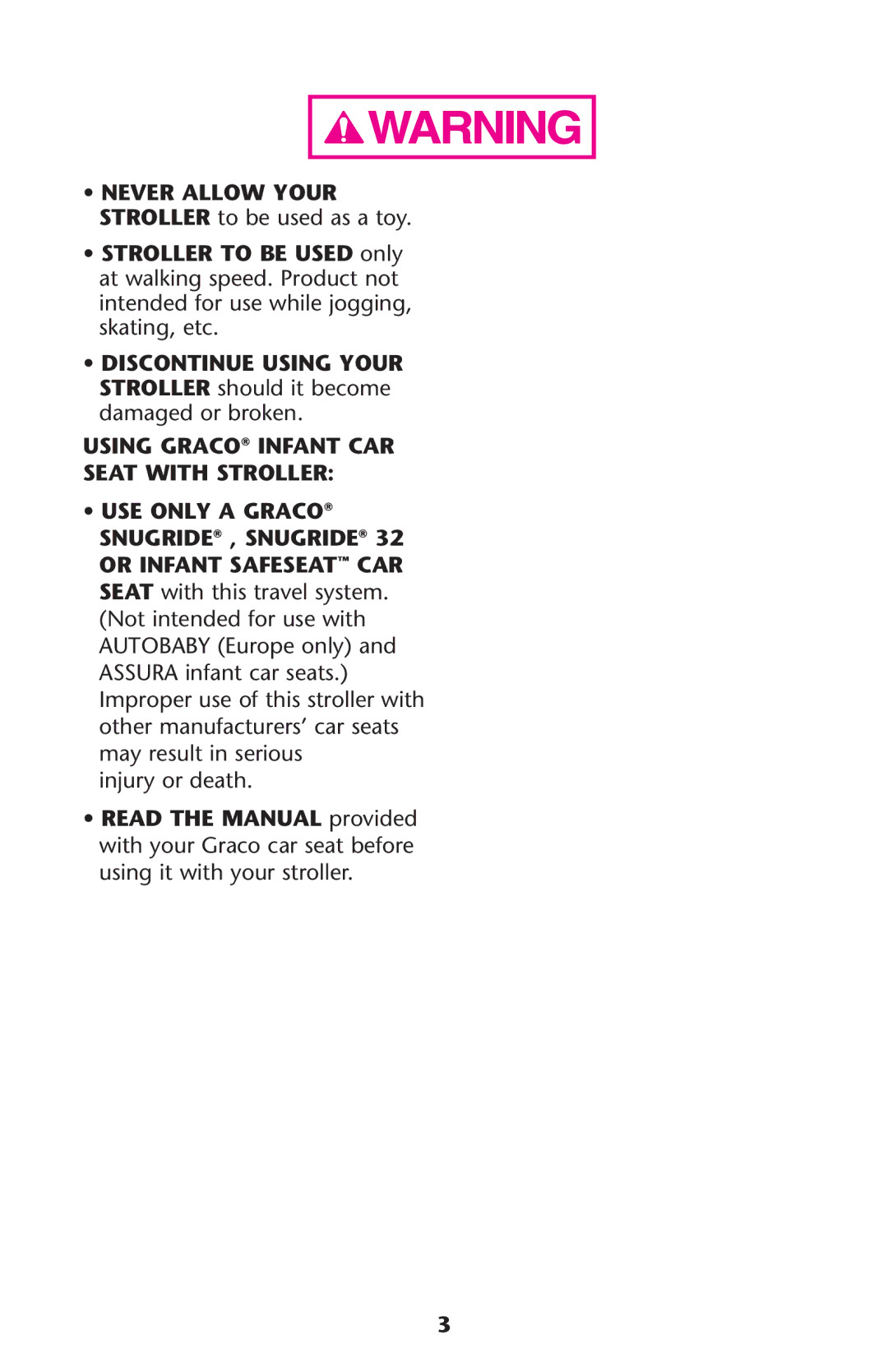 Graco 1749531, PD108195A owner manual Injury or death 