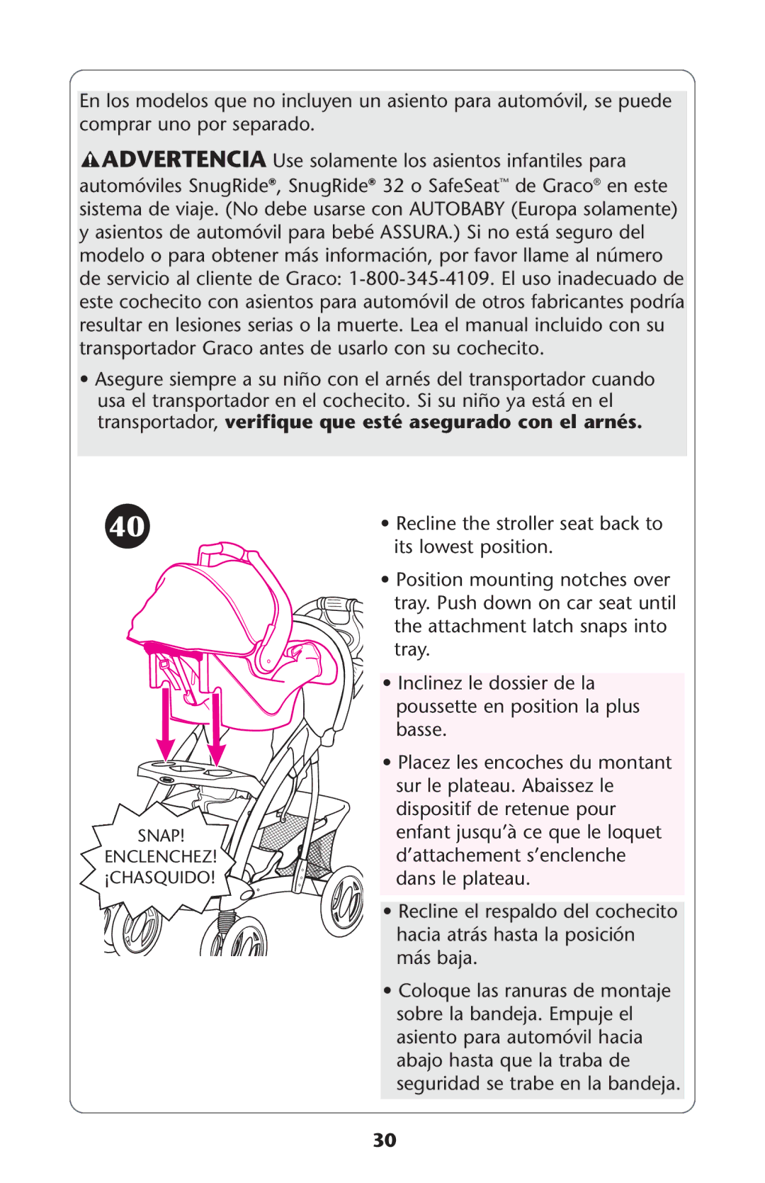 Graco PD108195A, 1749531 owner manual ¡Chasquido 