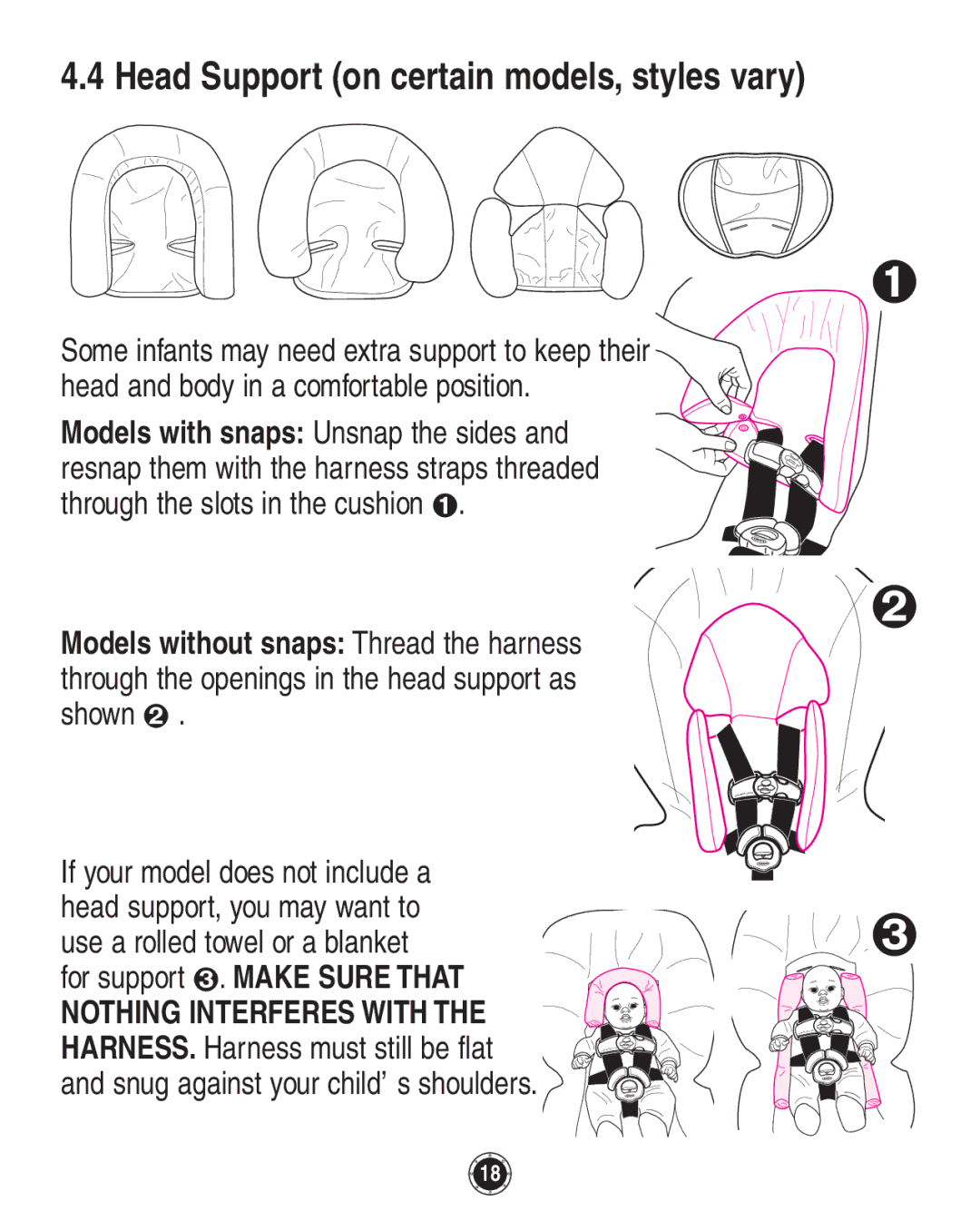 Graco PD108195A, 1749531 owner manual Head Support on certain models, styles vary, For support . Make Sure That 