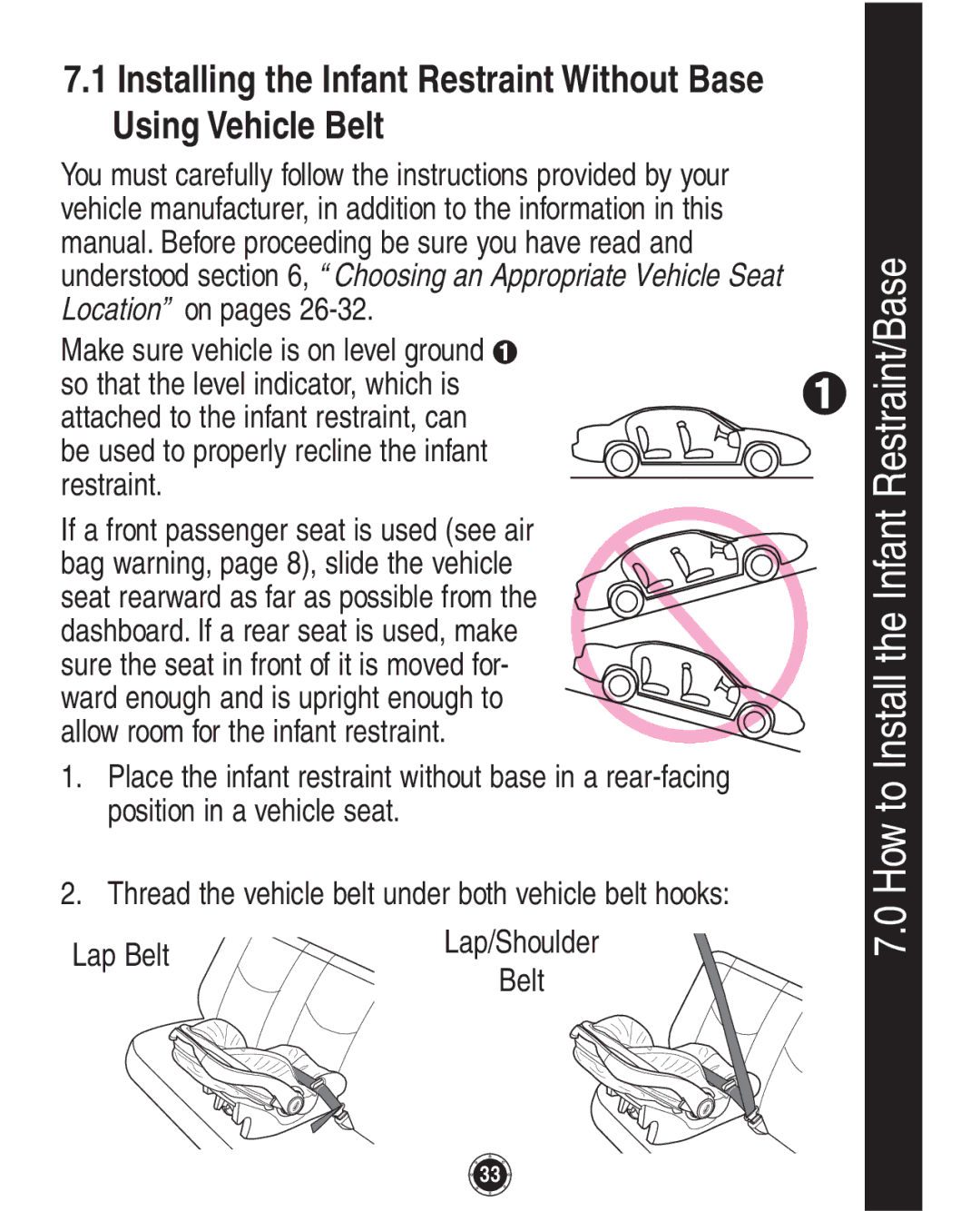 Graco 1749531, PD108195A owner manual Be used to properly recline the infant restraint, Lap Belt 