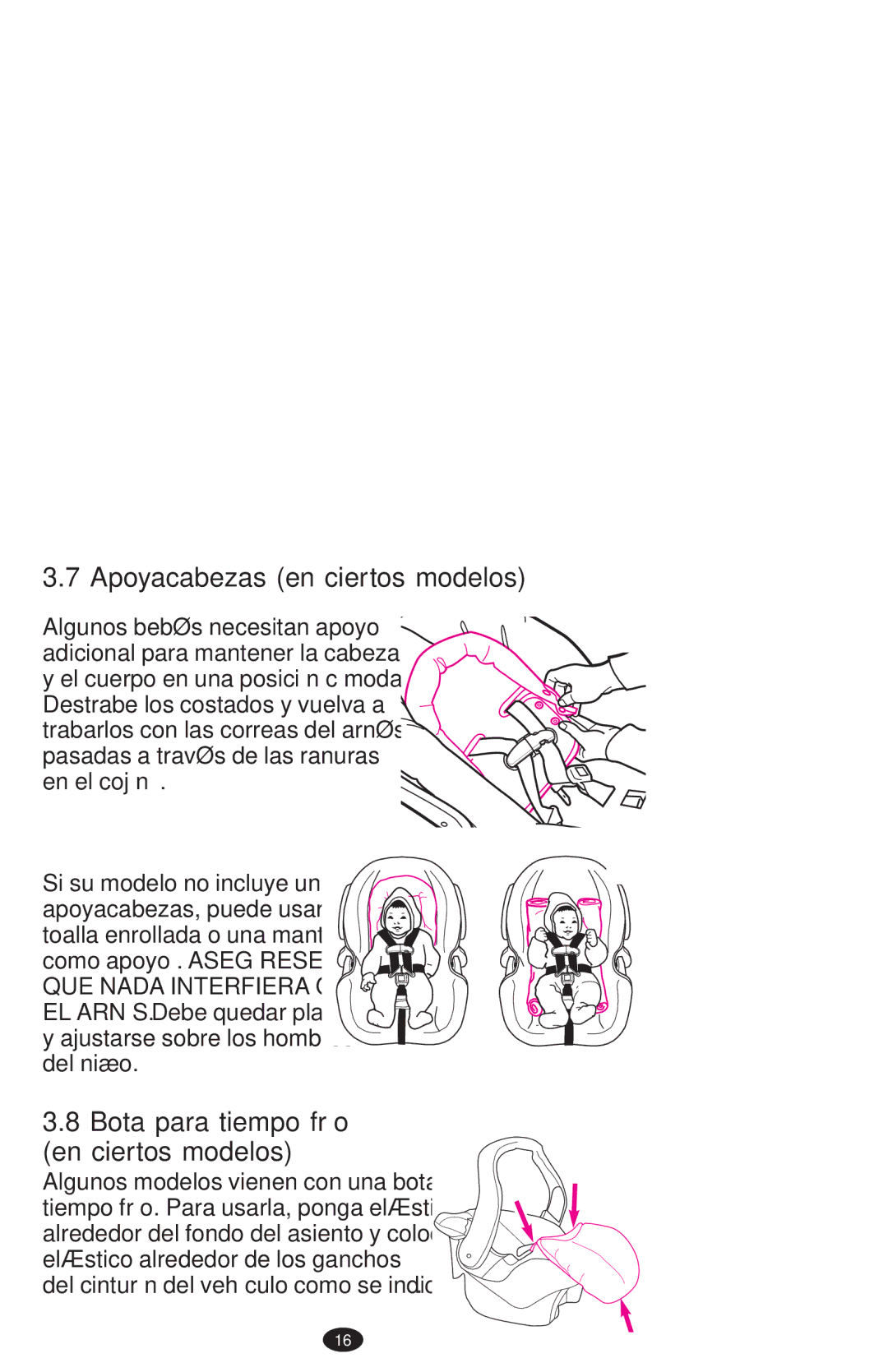 Graco PD108195A owner manual Apoyacabezas en ciertos modelos, Bota para tiempo frío En ciertos modelos 