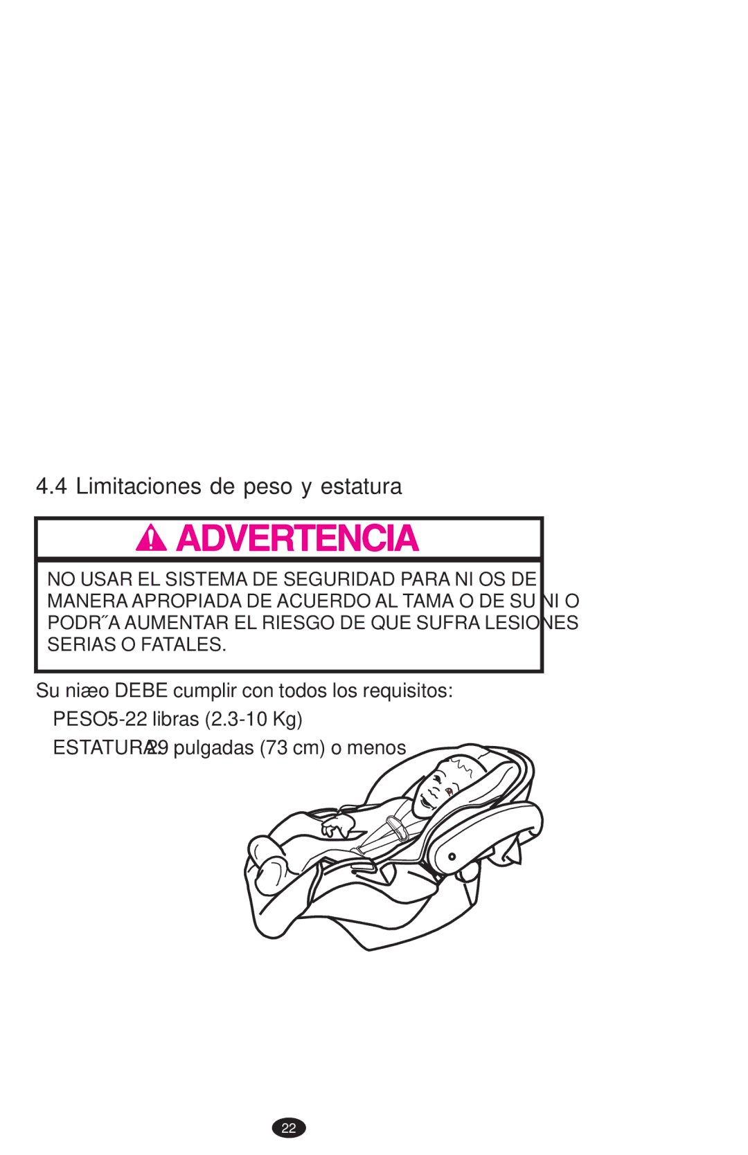 Graco PD108195A owner manual Limitaciones de peso y estatura 