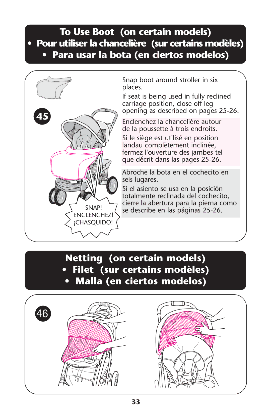 Graco PD108195A owner manual To Use Boot on certain models, Para usar la bota en ciertos modelos 