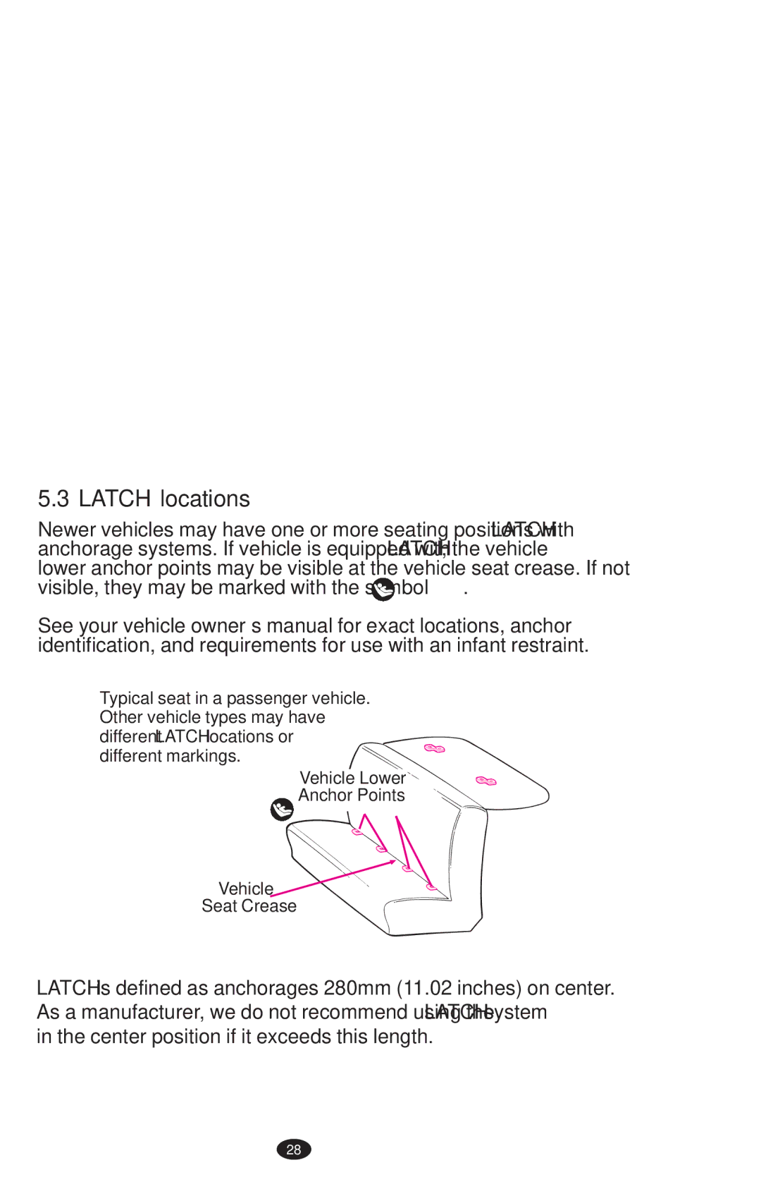 Graco PD108195A owner manual Latch locations 