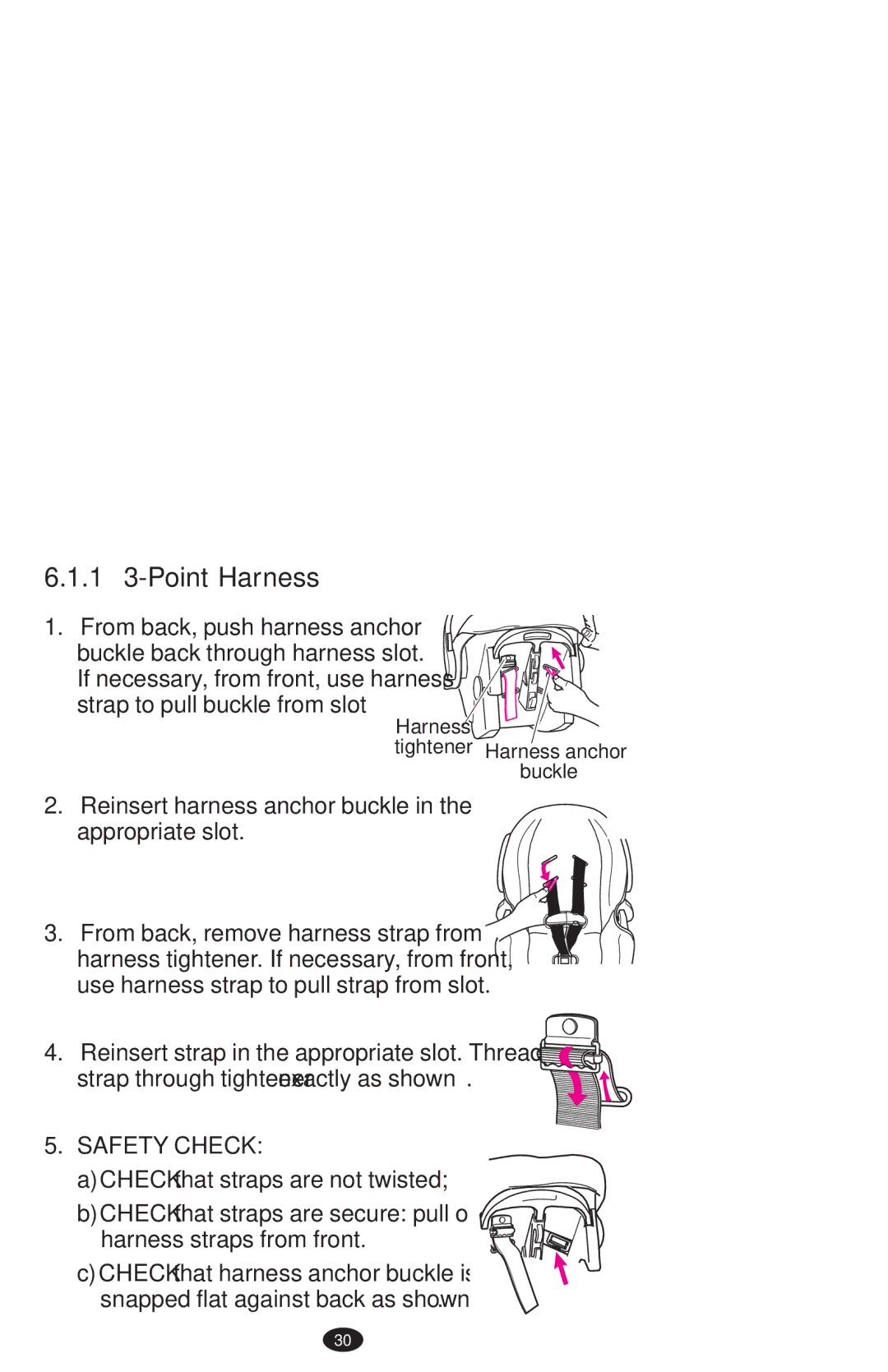 Graco PD108195A owner manual 1 3-Point Harness, Safety Check 