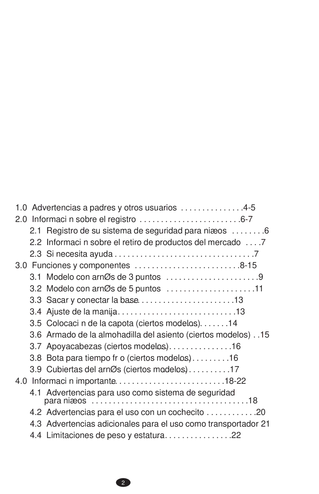 Graco PD108195A owner manual Funciones y componentes, Información importante 