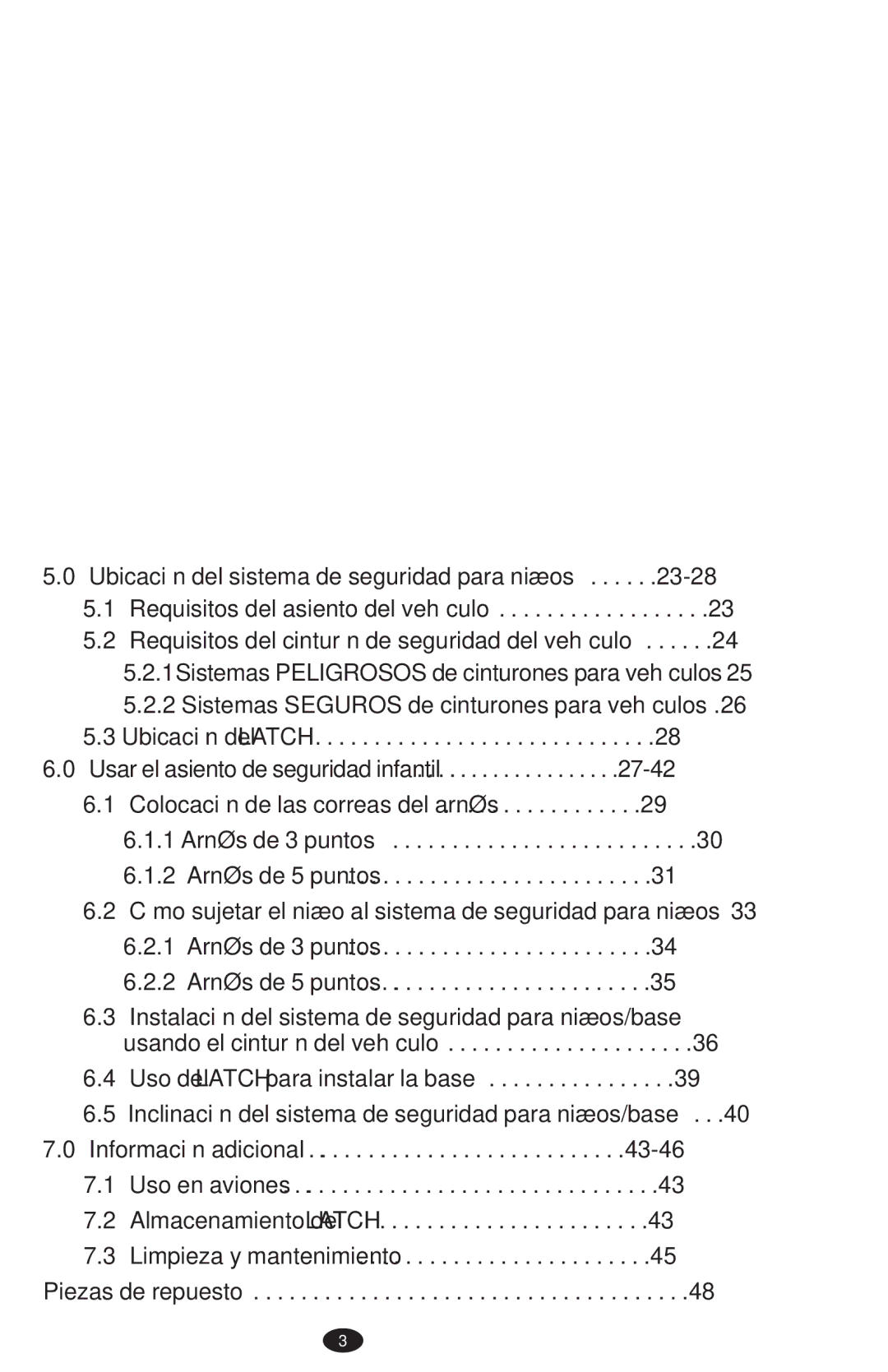 Graco PD108195A Ubicación del sistema de seguridad para niños, Usar el asiento de seguridad infantil, Piezas de repuesto 