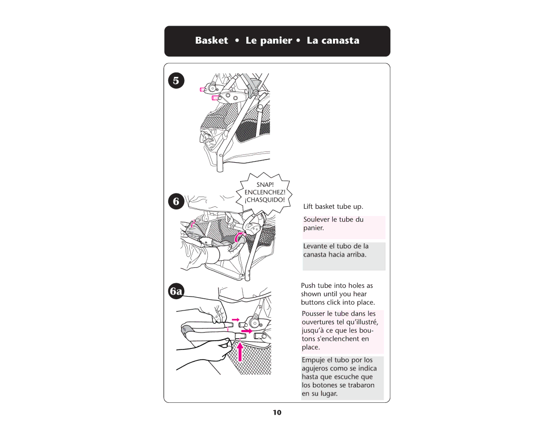 Graco PD108602A, 1753039 owner manual Basket Le panier La canasta 