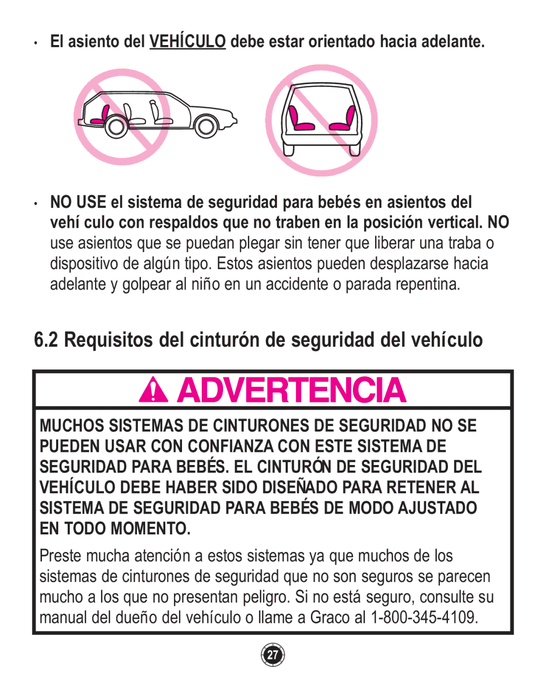 Graco 1753039, PD108602A owner manual Requisitos del cinturón de seguridad del vehículo 