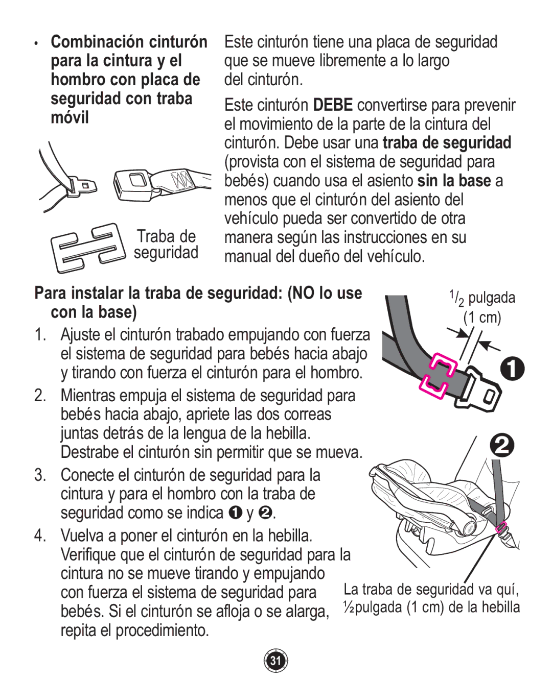 Graco 1753039, PD108602A owner manual Combinación cinturón 