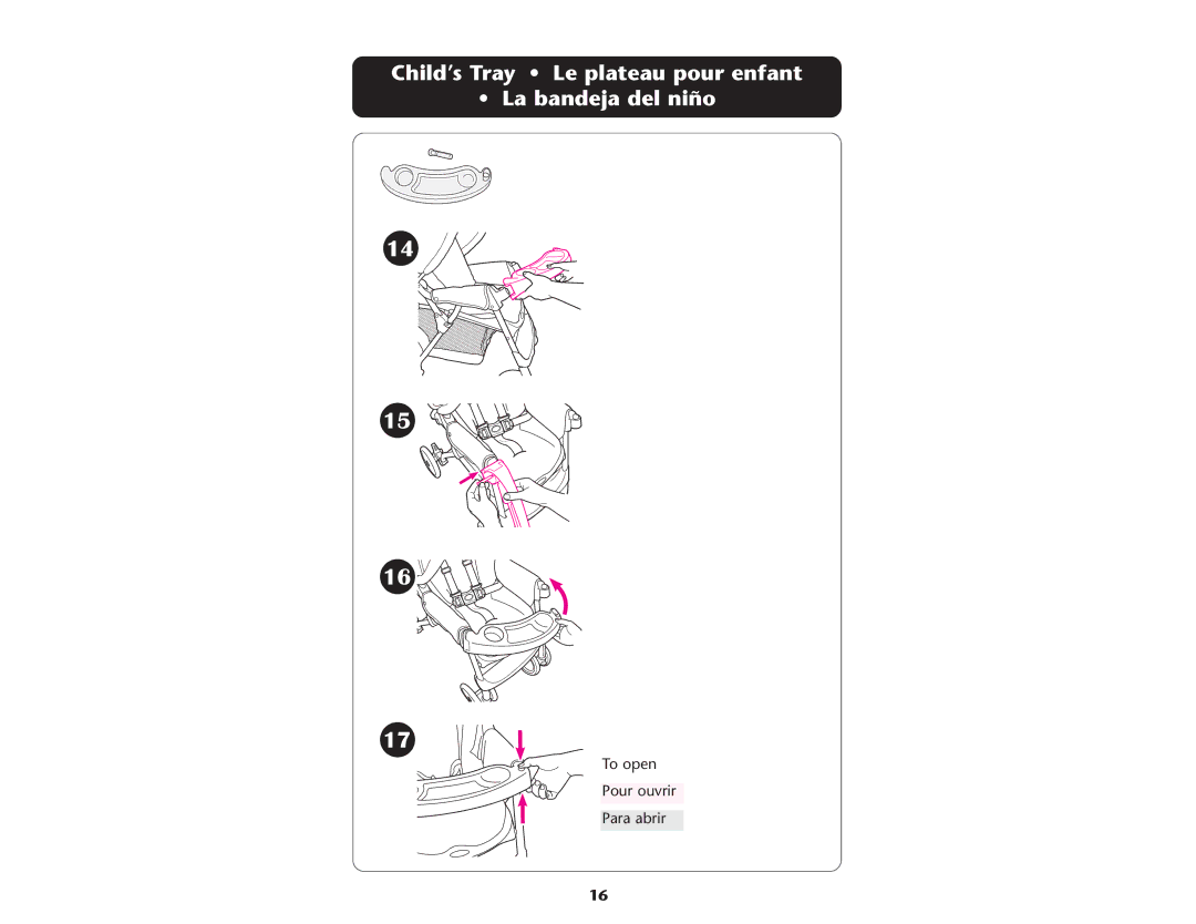 Graco PD108602A, 1753039 owner manual Child’s Tray Le plateau pour enfant La bandeja del niño 