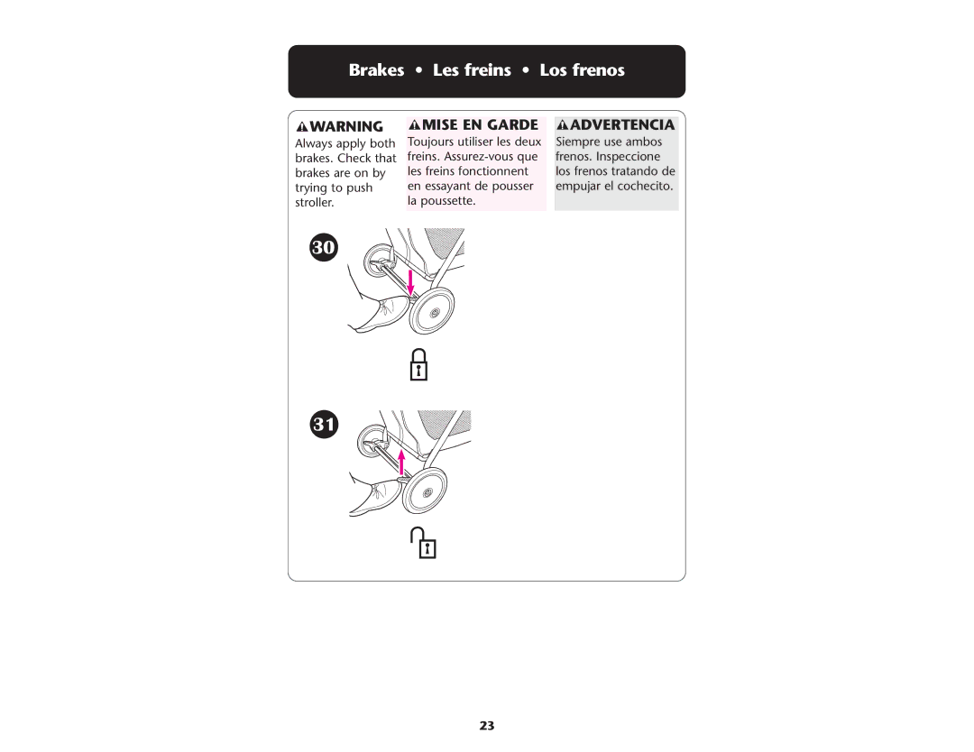 Graco 1753039, PD108602A owner manual Brakes Les freins Los frenos 