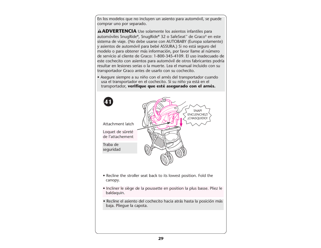 Graco 1753039, PD108602A owner manual Snap Enclenchez ¡CHASQUIDO 